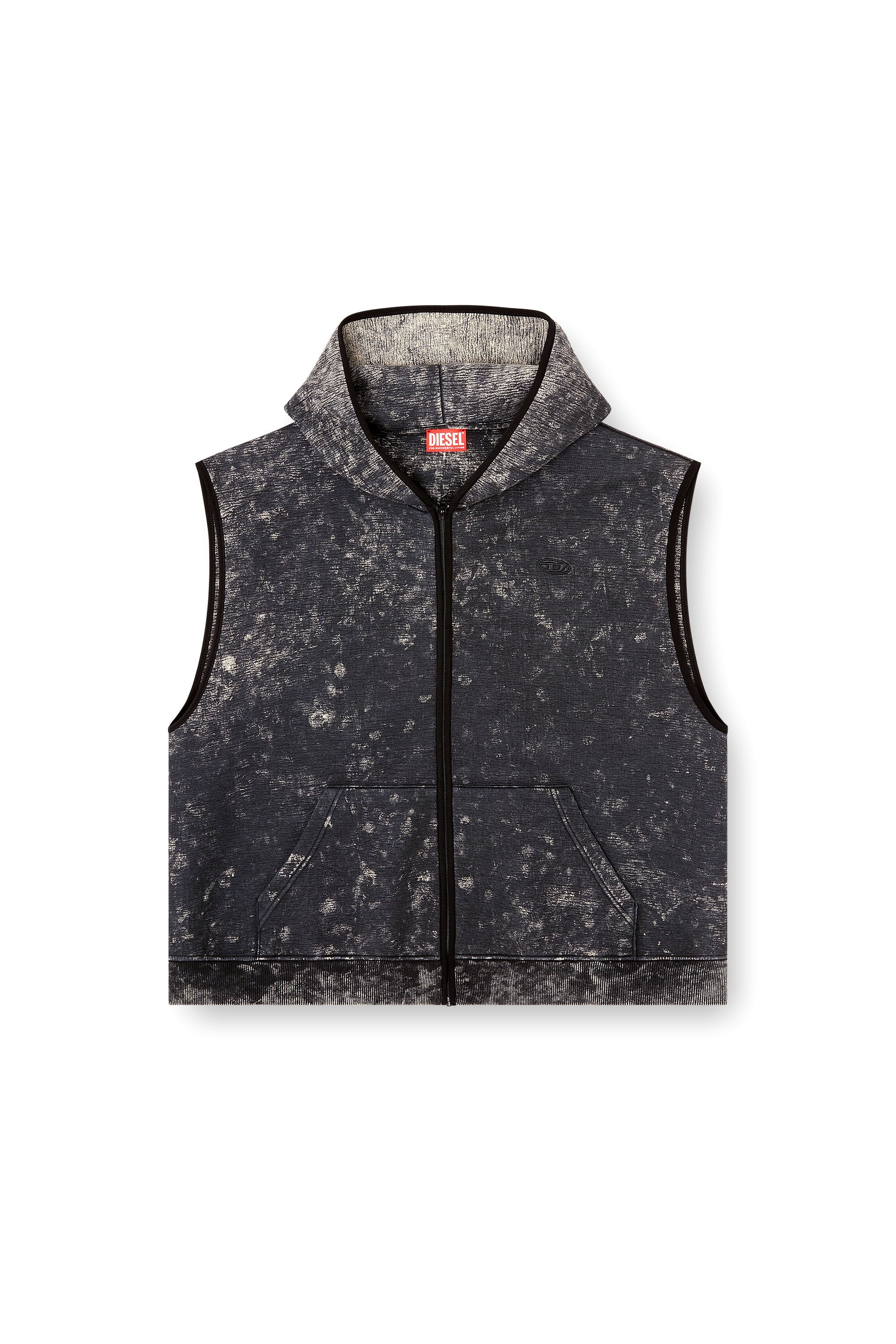 Men's Sleeveless scuba hoodie with marble wash | Multicolor