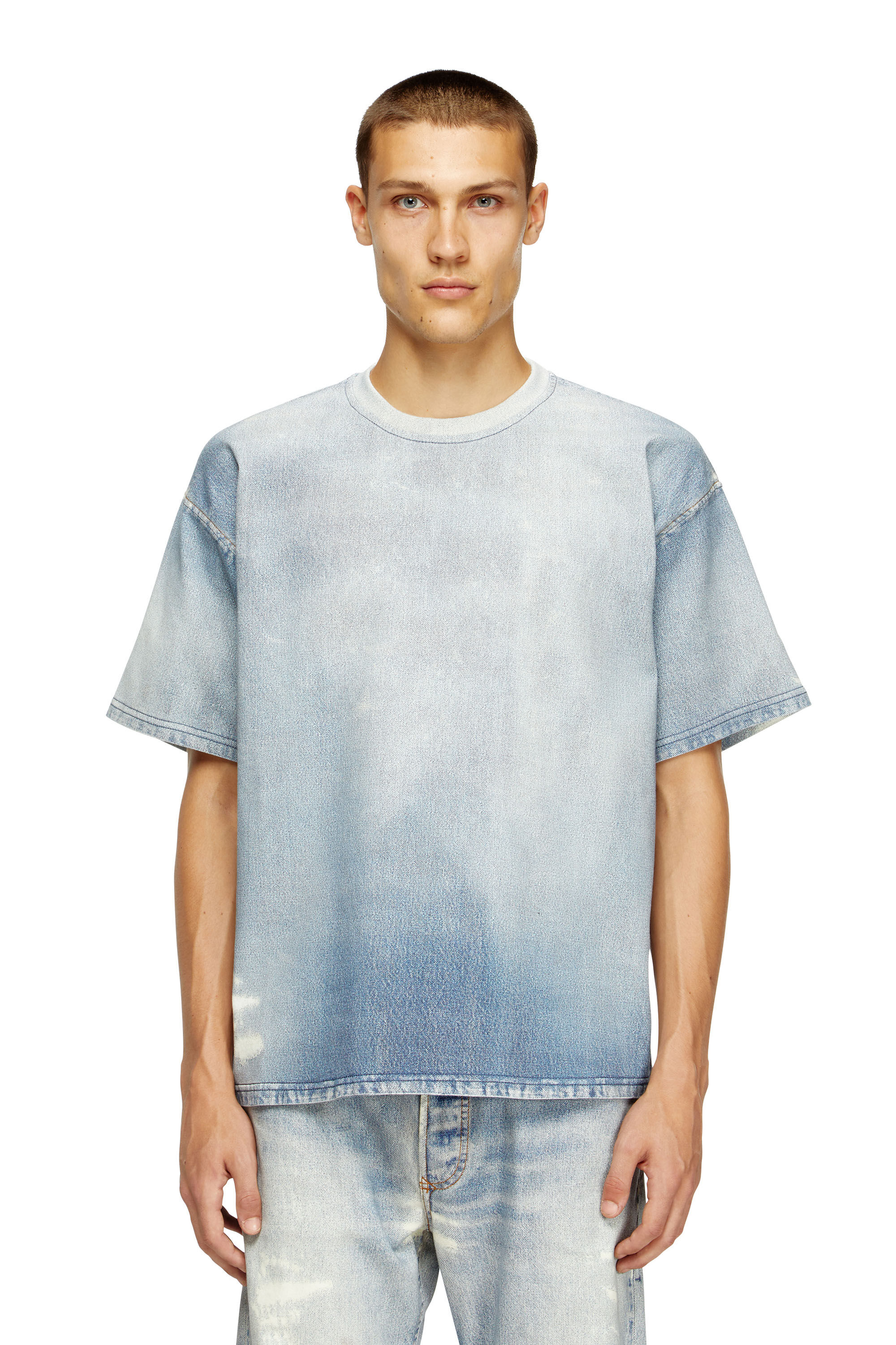 Diesel - D-BOX JOGG, Male's T-shirt in printed bleach-effect JoggJeans in Light Blue - 3