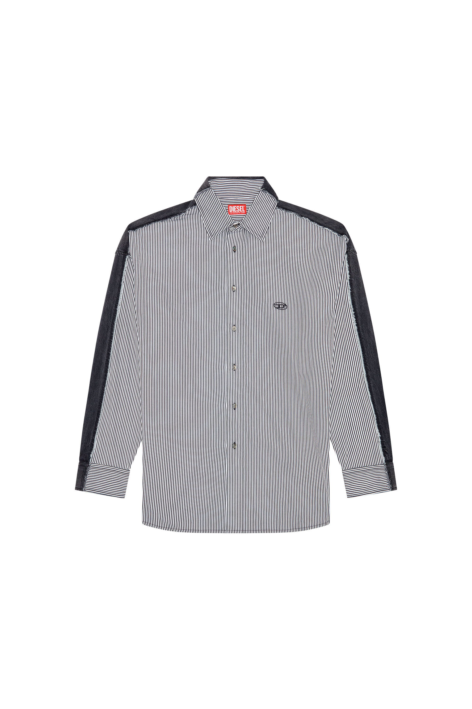 Diesel - S-WARH-STRIPE, Chemise rayée avec dos en denim Homme in Polychrome - 2