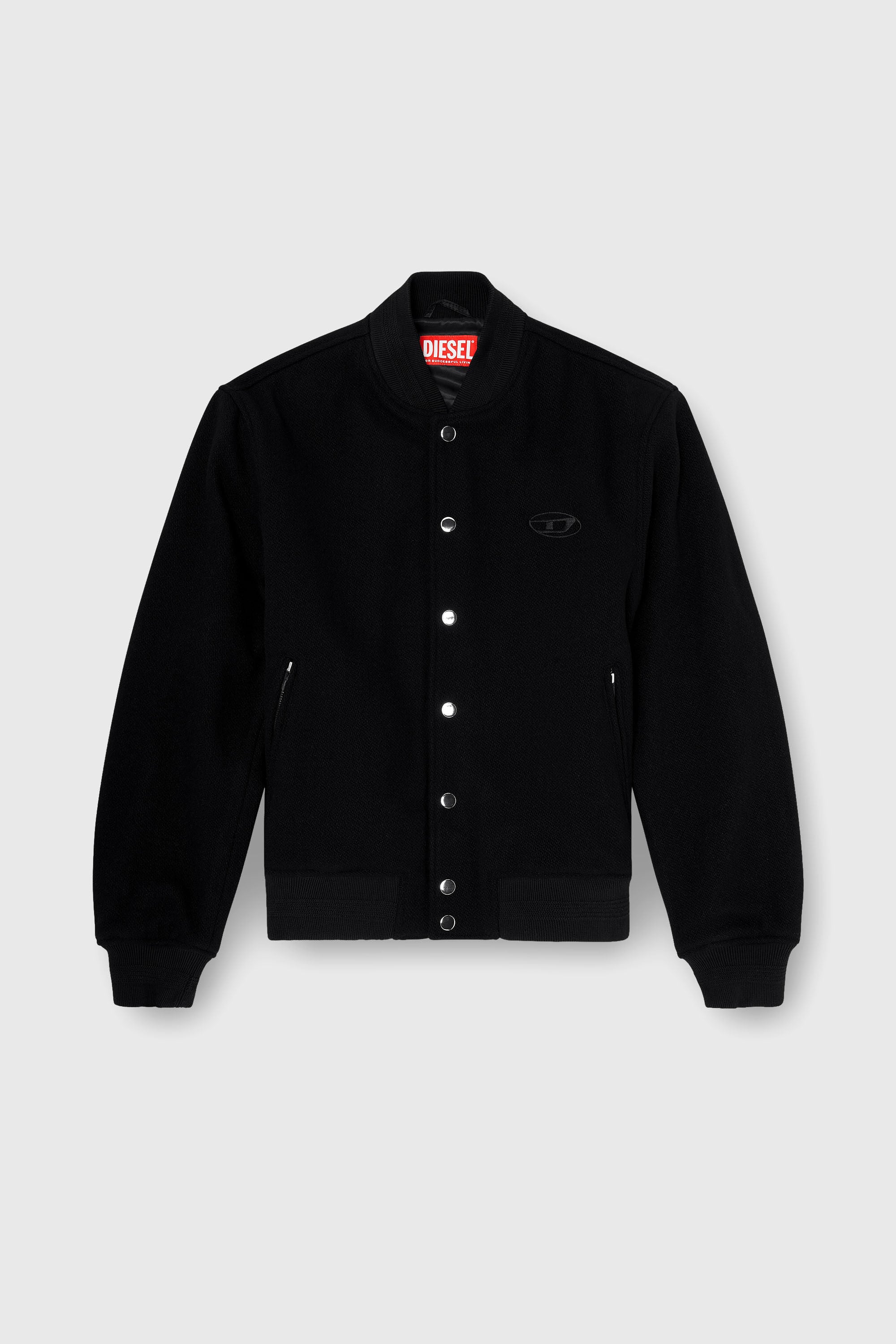 Diesel - J-ARRY-WRD, Man's Bomber jacket in felted wool blend in Black - 2