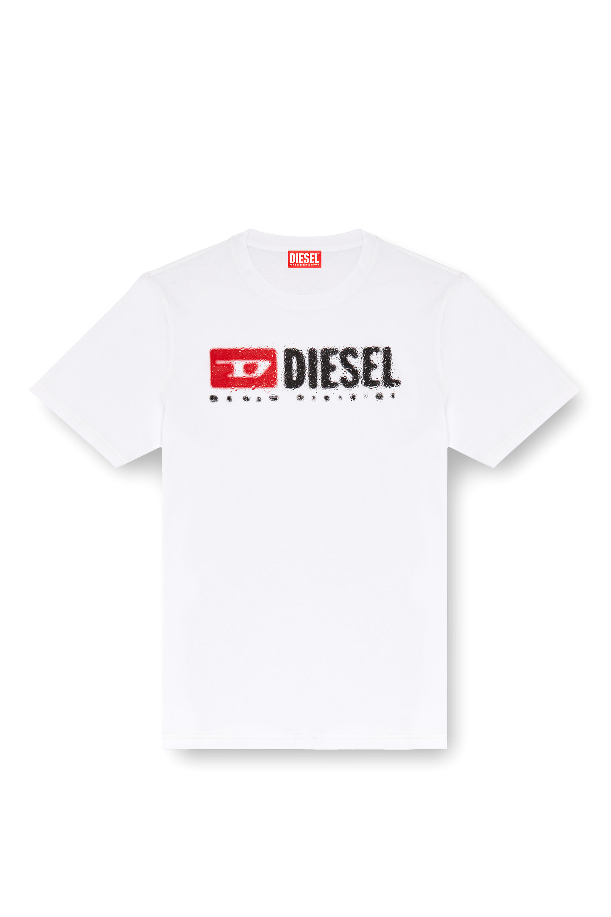 Diesel - T-ADJUST-K14, T-shirt avec logo effet éclaboussé Homme in Blanc - 2
