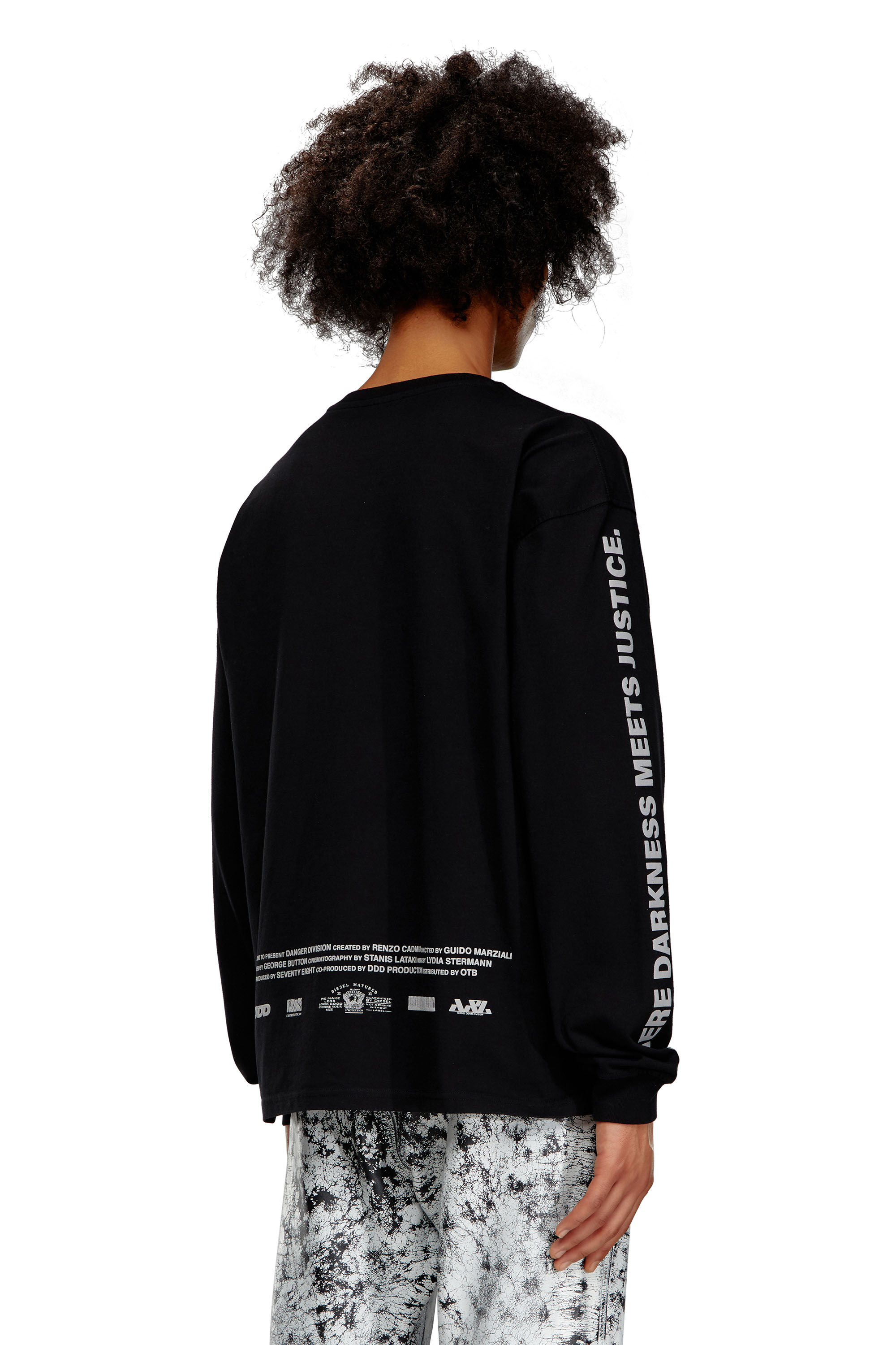 Men's Long-sleeve T-shirt with poster print | Black | Diesel