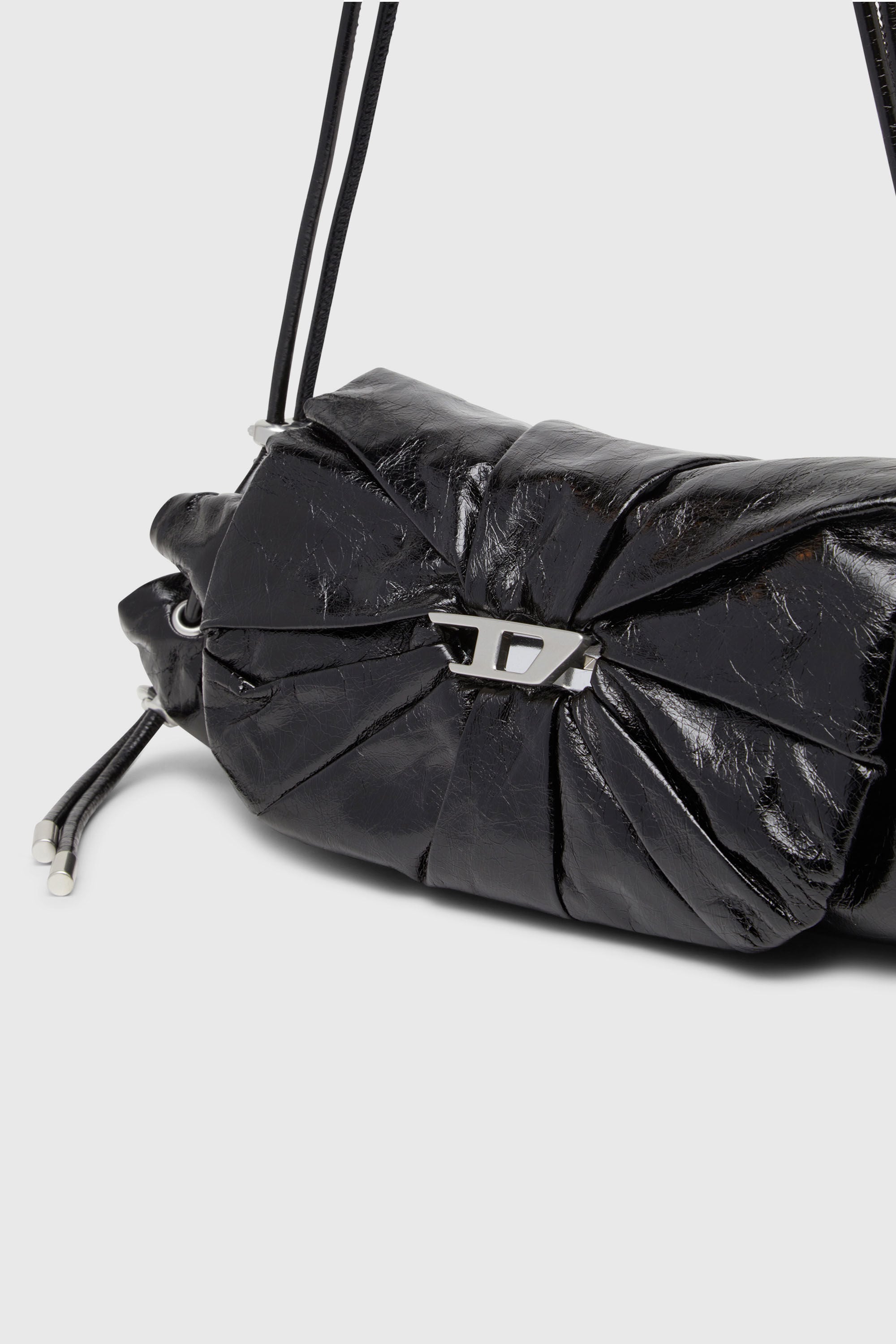 Diesel - SCRUNCH-D SHOULDER S, Scrunch-D-Petit sac &agrave; bandouli&egrave;re en cuir froiss&eacute; Femme in Noir - 6