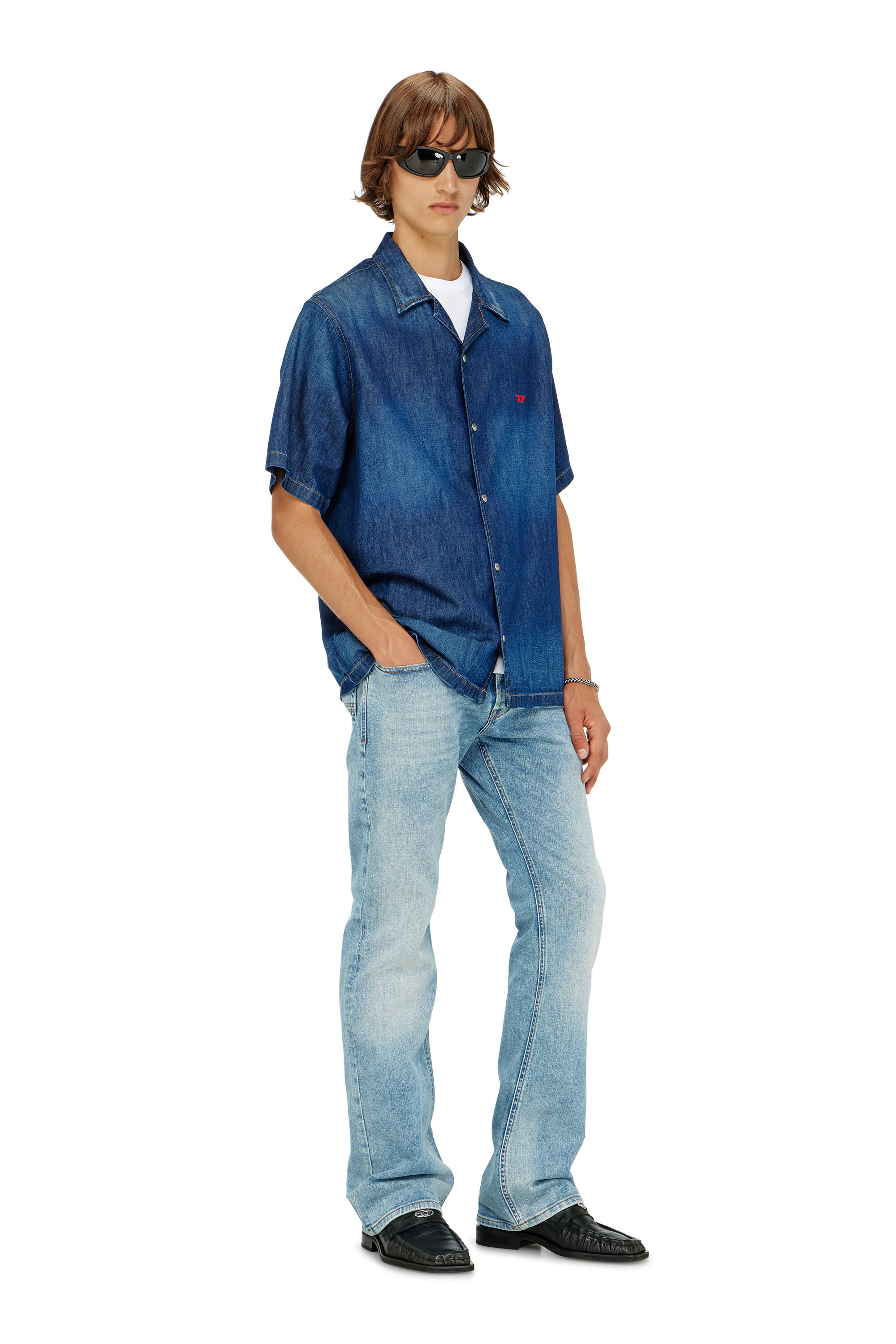 Diesel - D-NABIL-D, Camisa vaquera de manga corta Hombre in Azul marino - 1