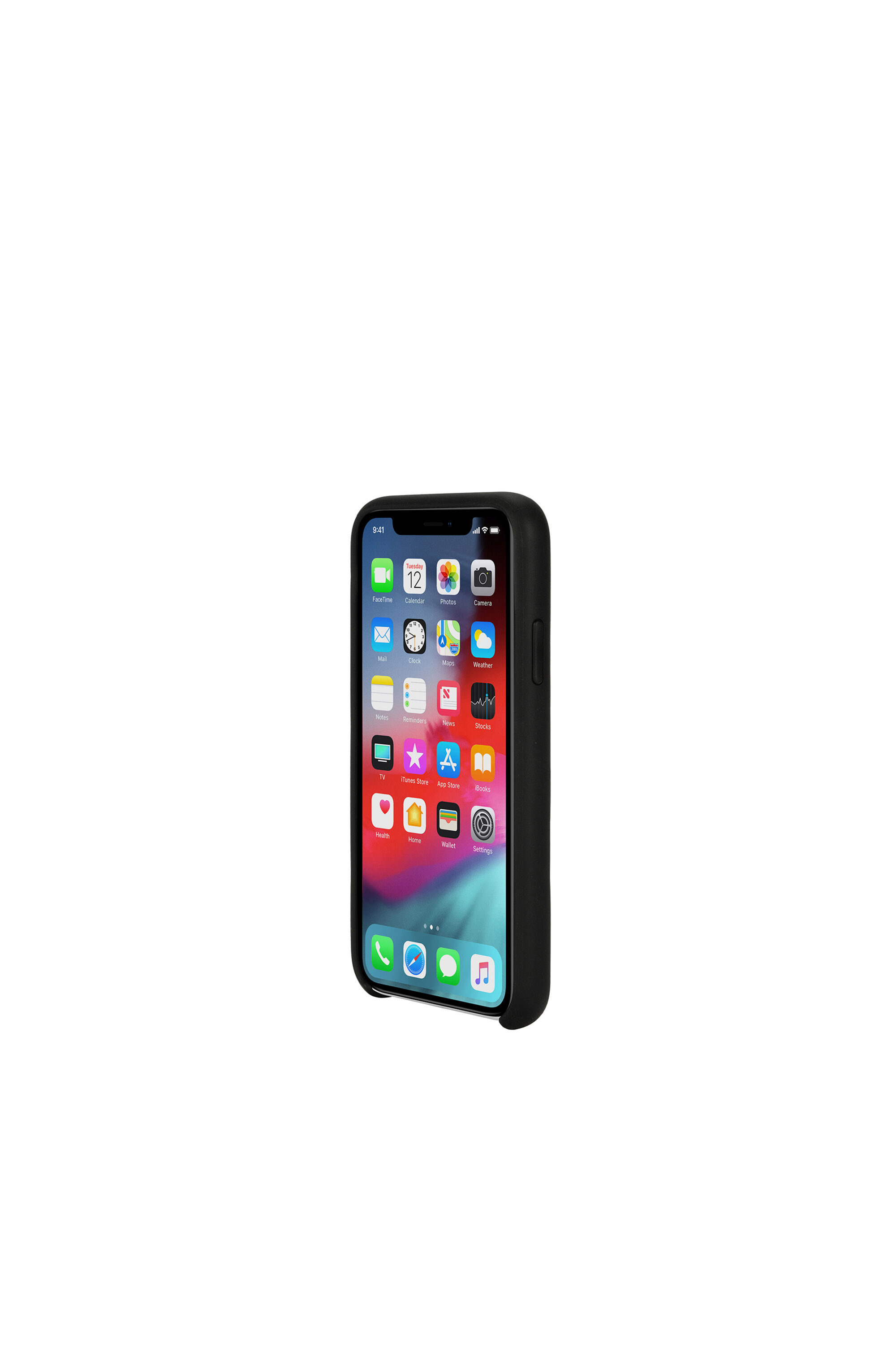 Black leather diagonal logo case, iPhone XR | Diesel {{Country}}