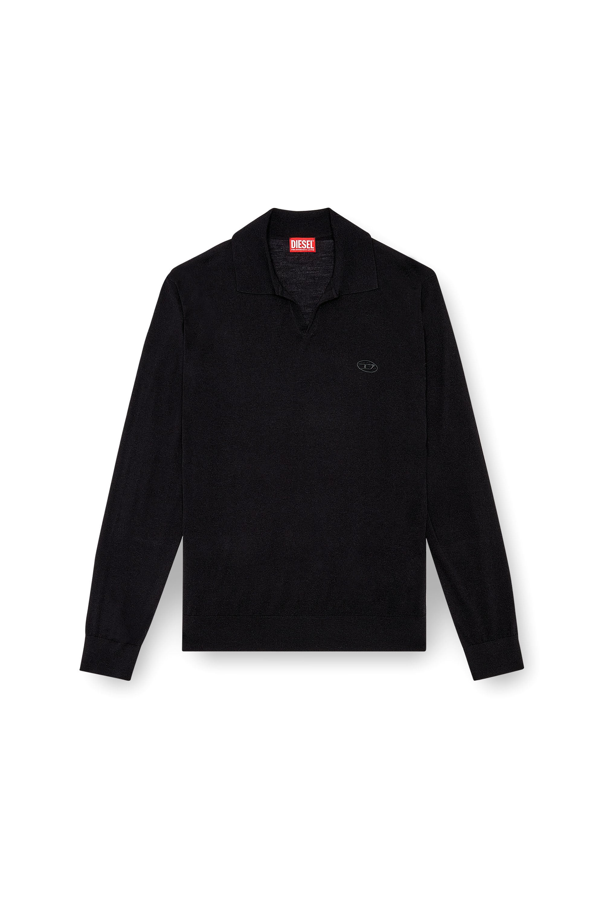 Men's Wool jumper with polo collar | Black | Diesel US