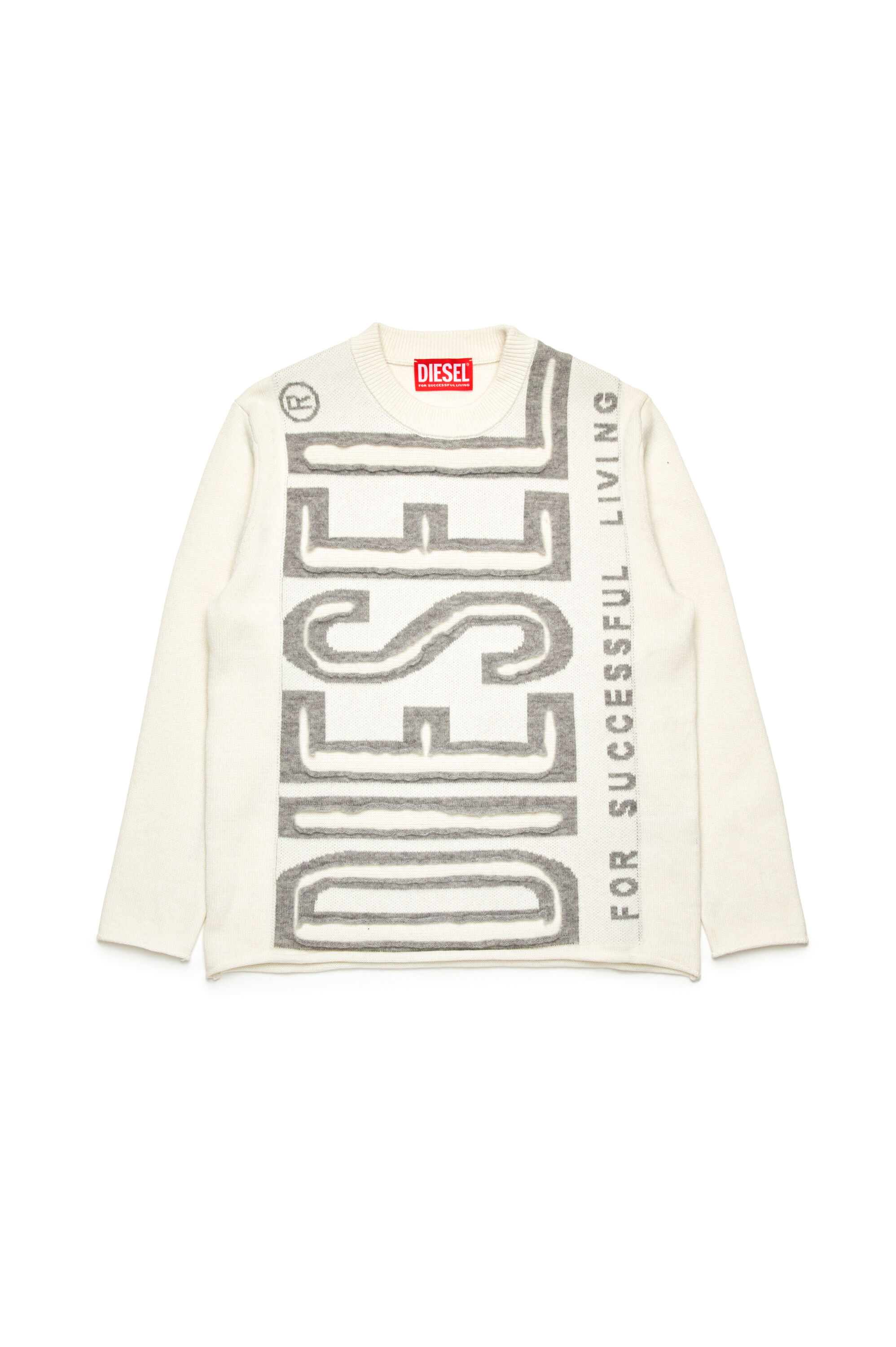 Diesel - KFLOYD OVER, Male's Jumper with peel-off logo in White - 1