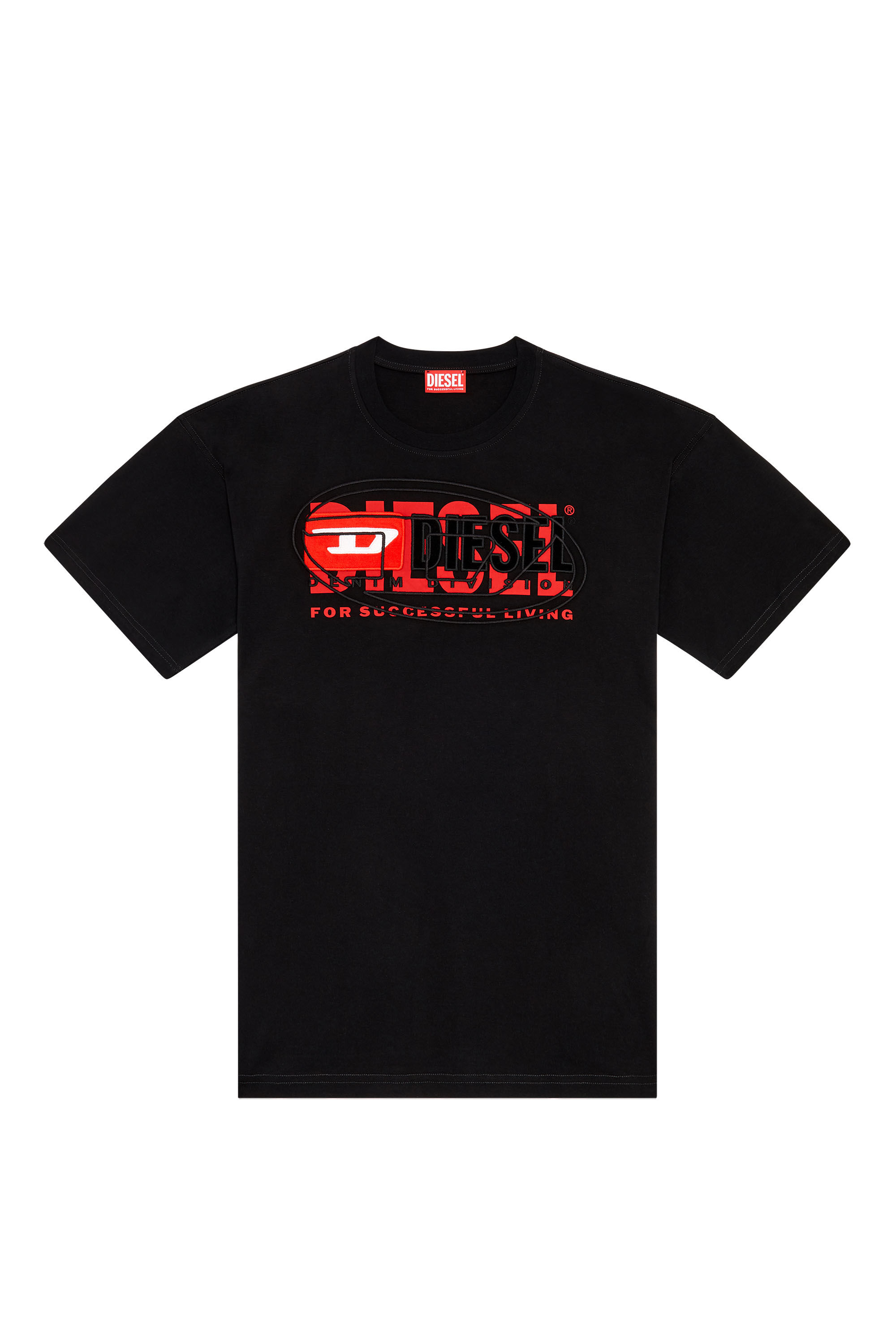 Men's T-shirt with layered logos | Black | Diesel