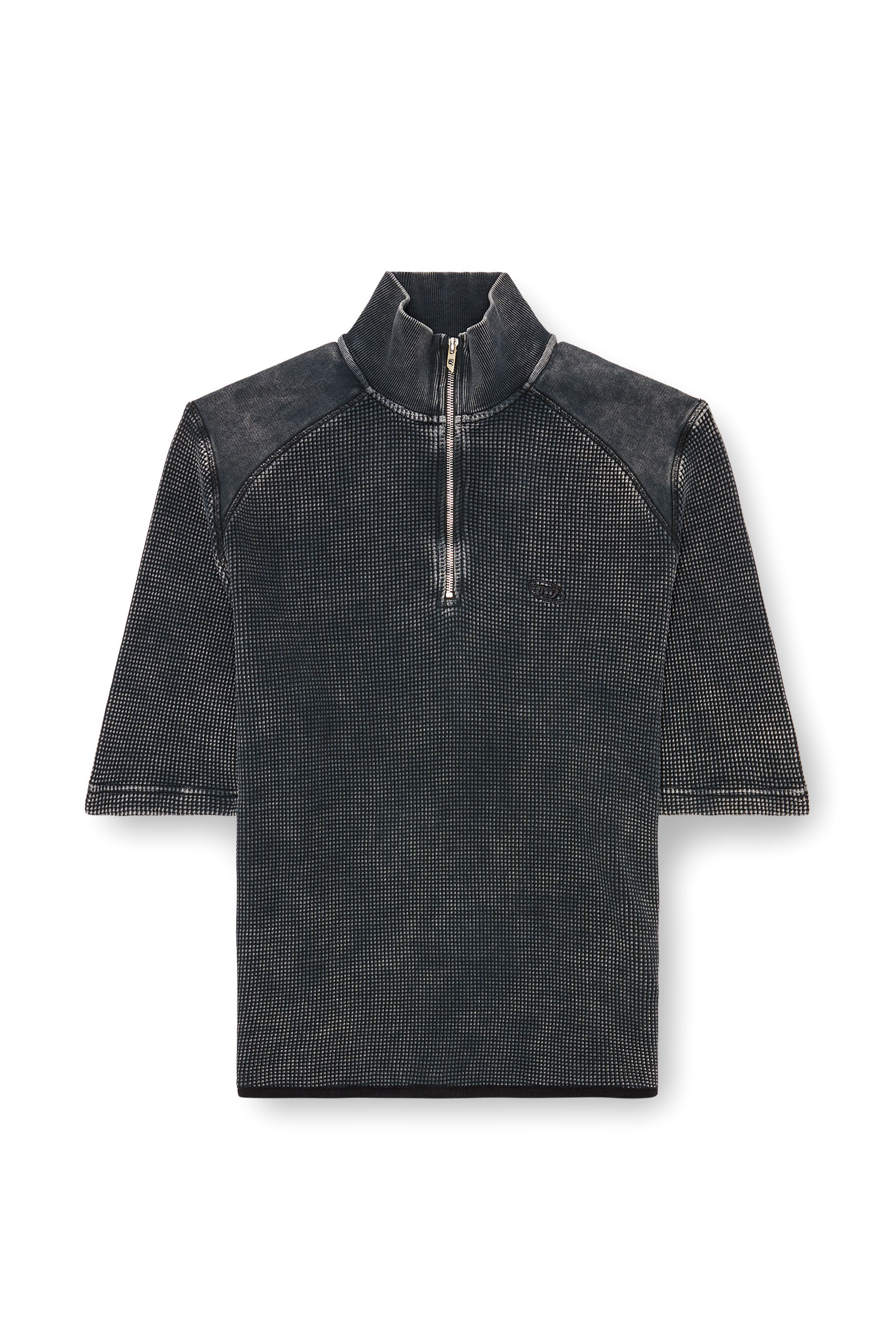 Diesel - S-WAFCOOL, Male's Short-sleeve waffle-knit sweatshirt in Black - 2