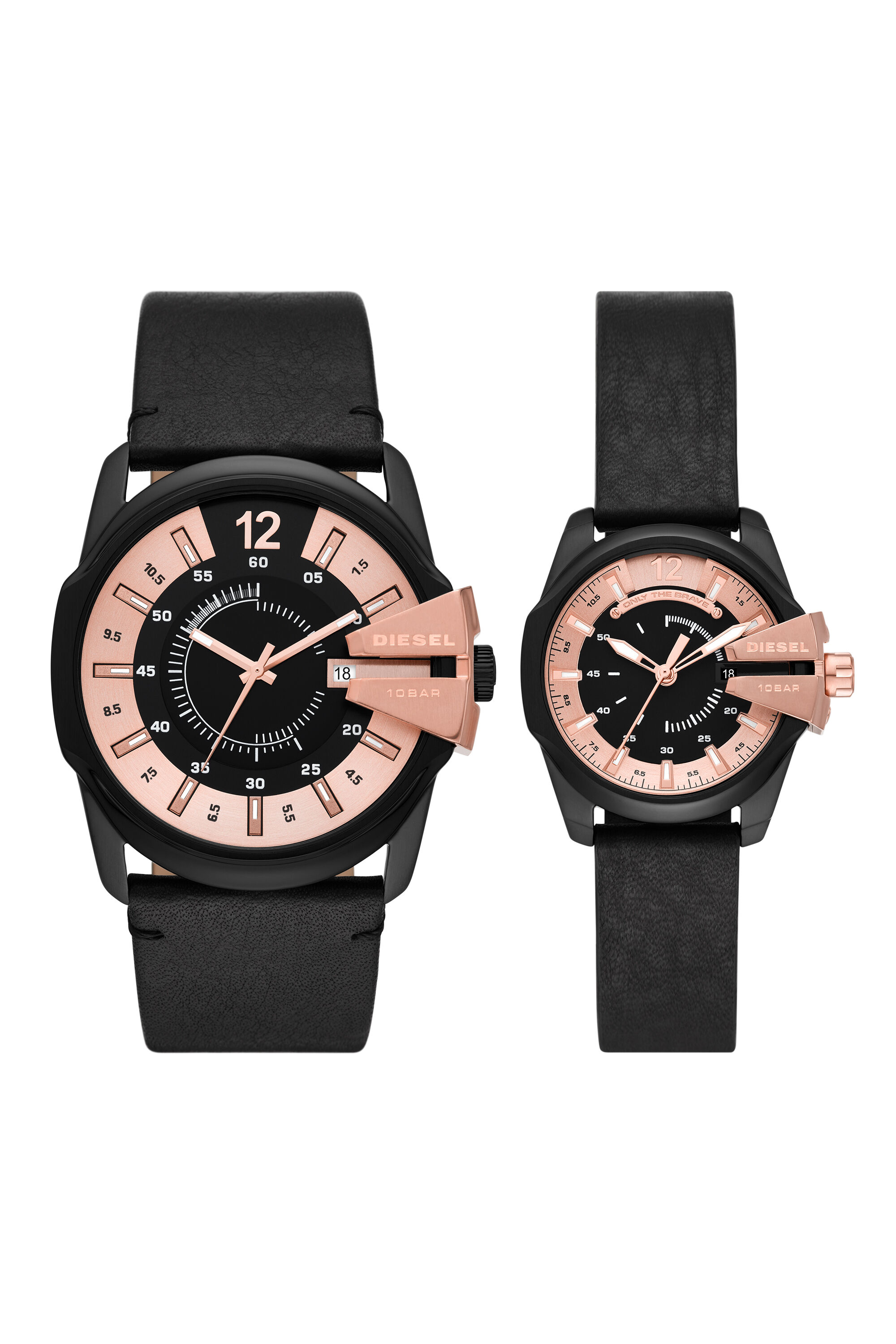 Diesel - DZ1977, Female's Master Chief Leather Watch Set in Black/Pink - 1