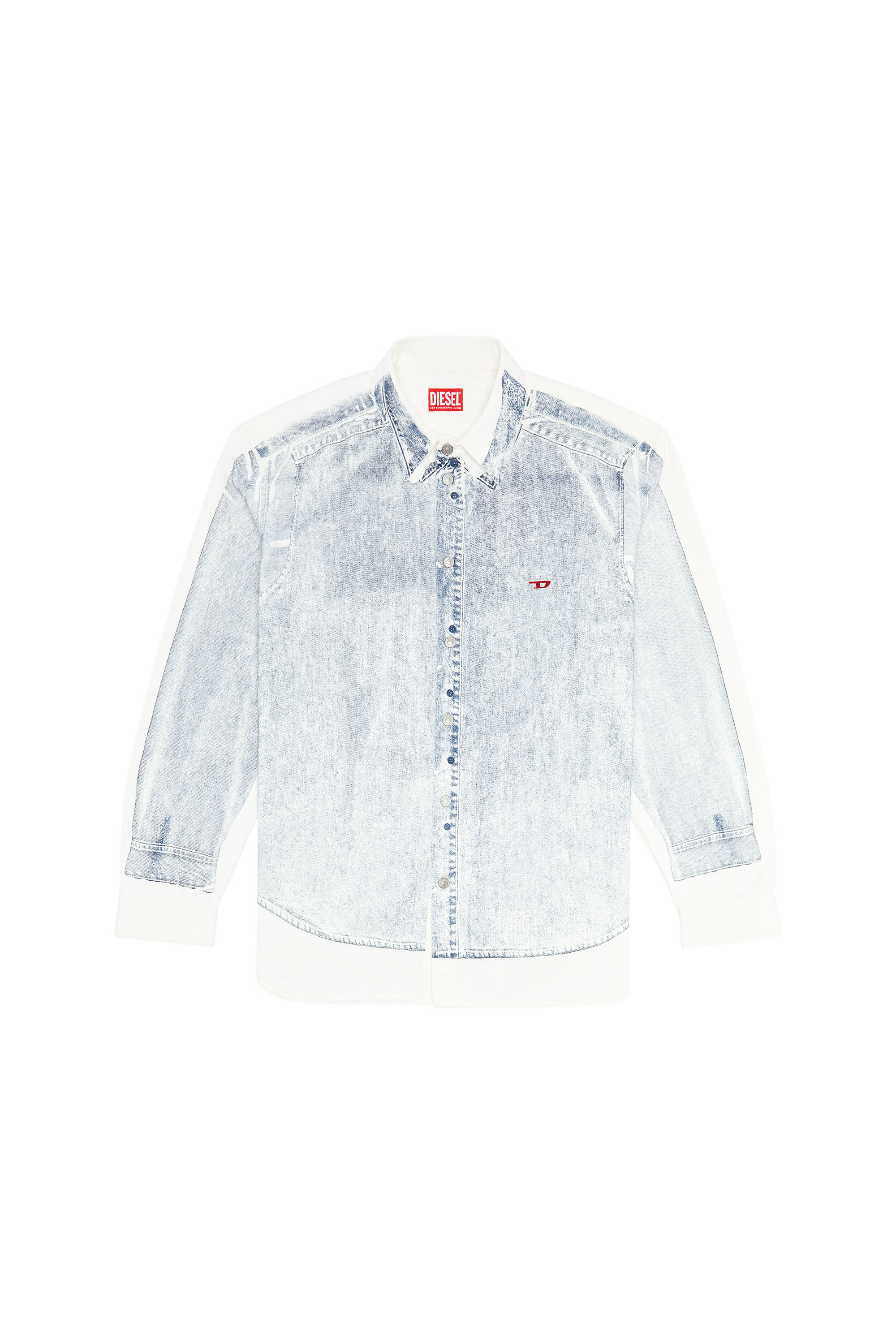 Diesel - D-SIMPLY-OVER-S, Chemise en denim avec imprimé trompe l'œil Homme in Polychrome - 2