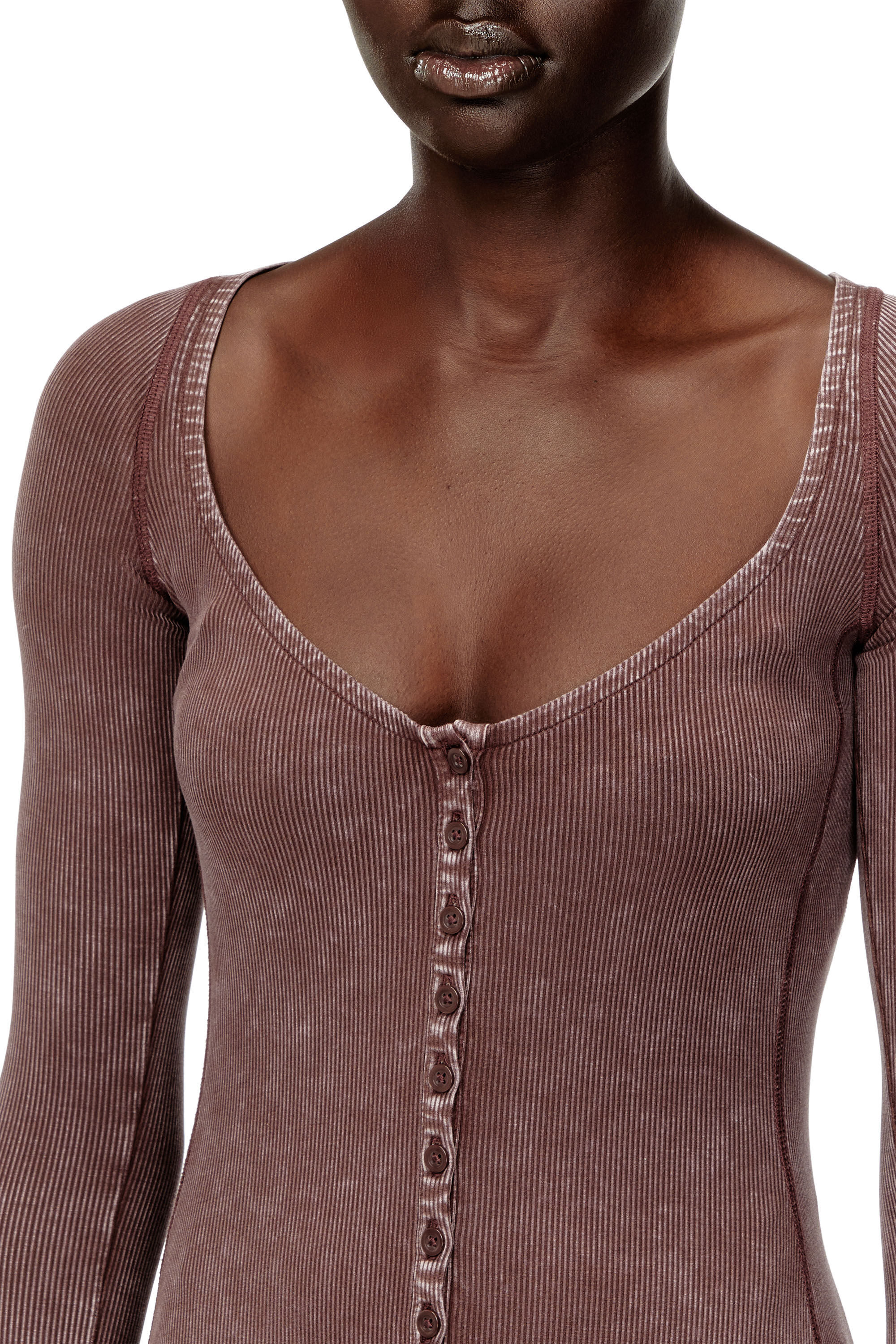Women's Midi dress in faded ribbed jersey | Pink | Diesel {{Country}}