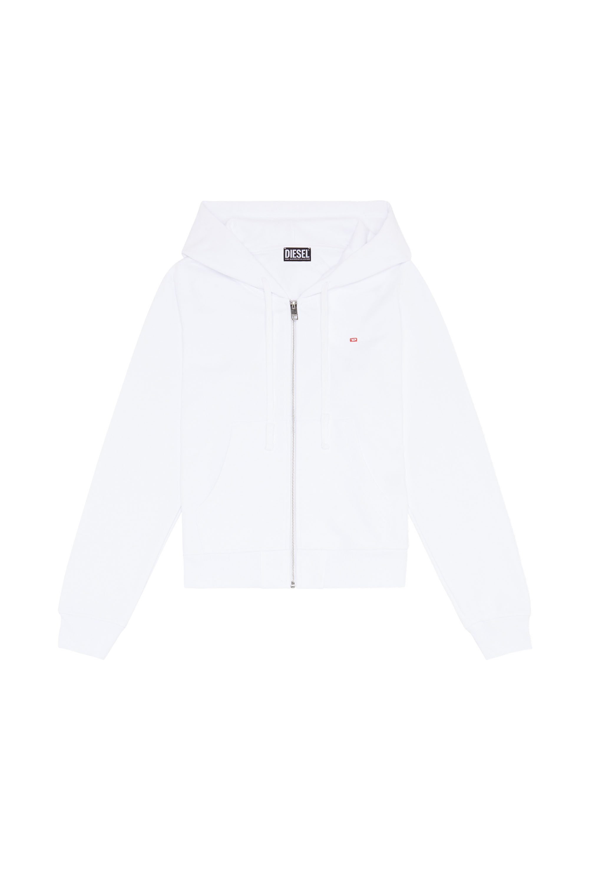 Diesel - F-REGGY-HOOD-ZIP-MICRODIV, Woman's Hoodie with embroidered micro logo in White - 2