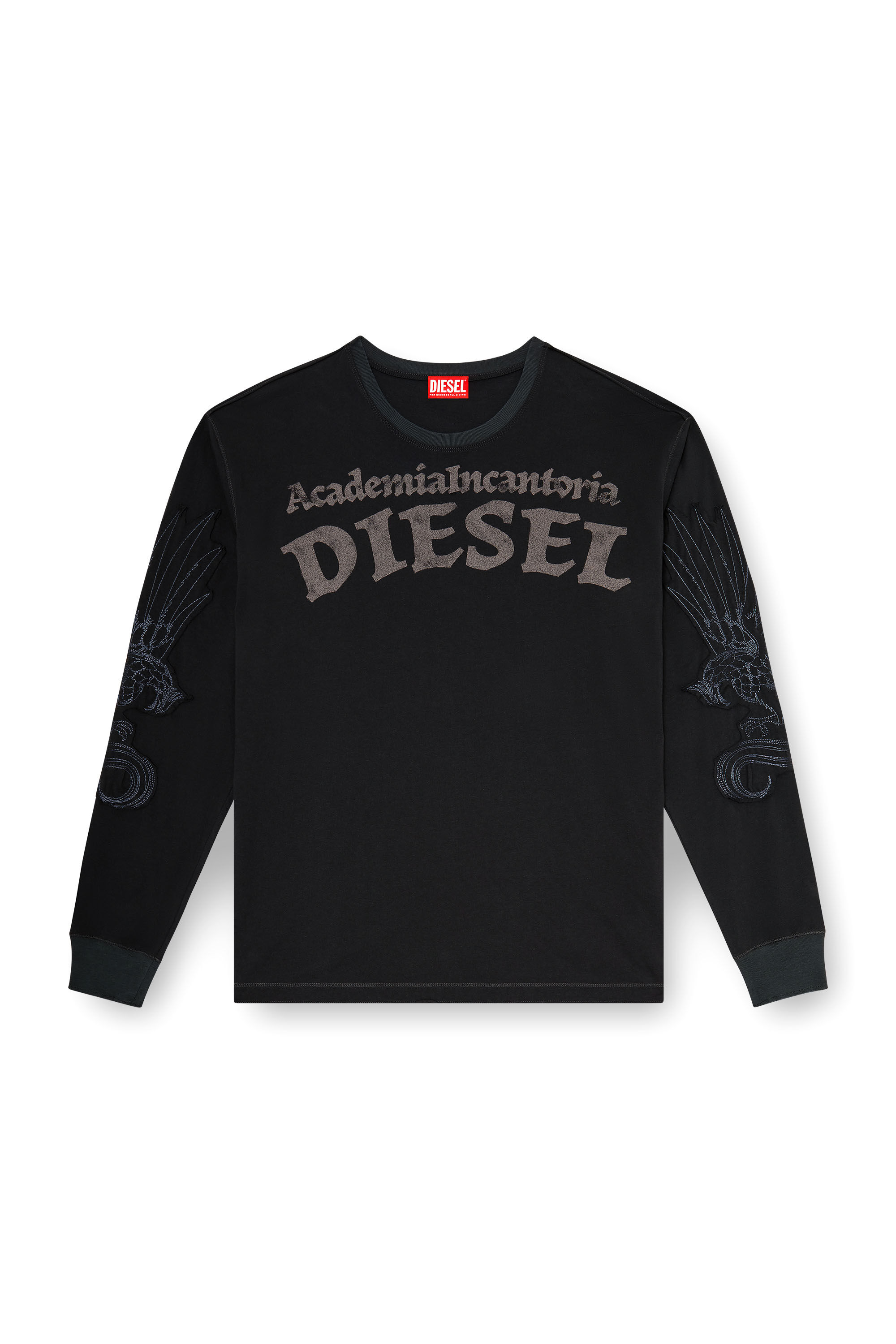 Diesel - T-NORM-LS-AA3, Male's Long-sleeve T-shirt with prints and patches in Black - 2
