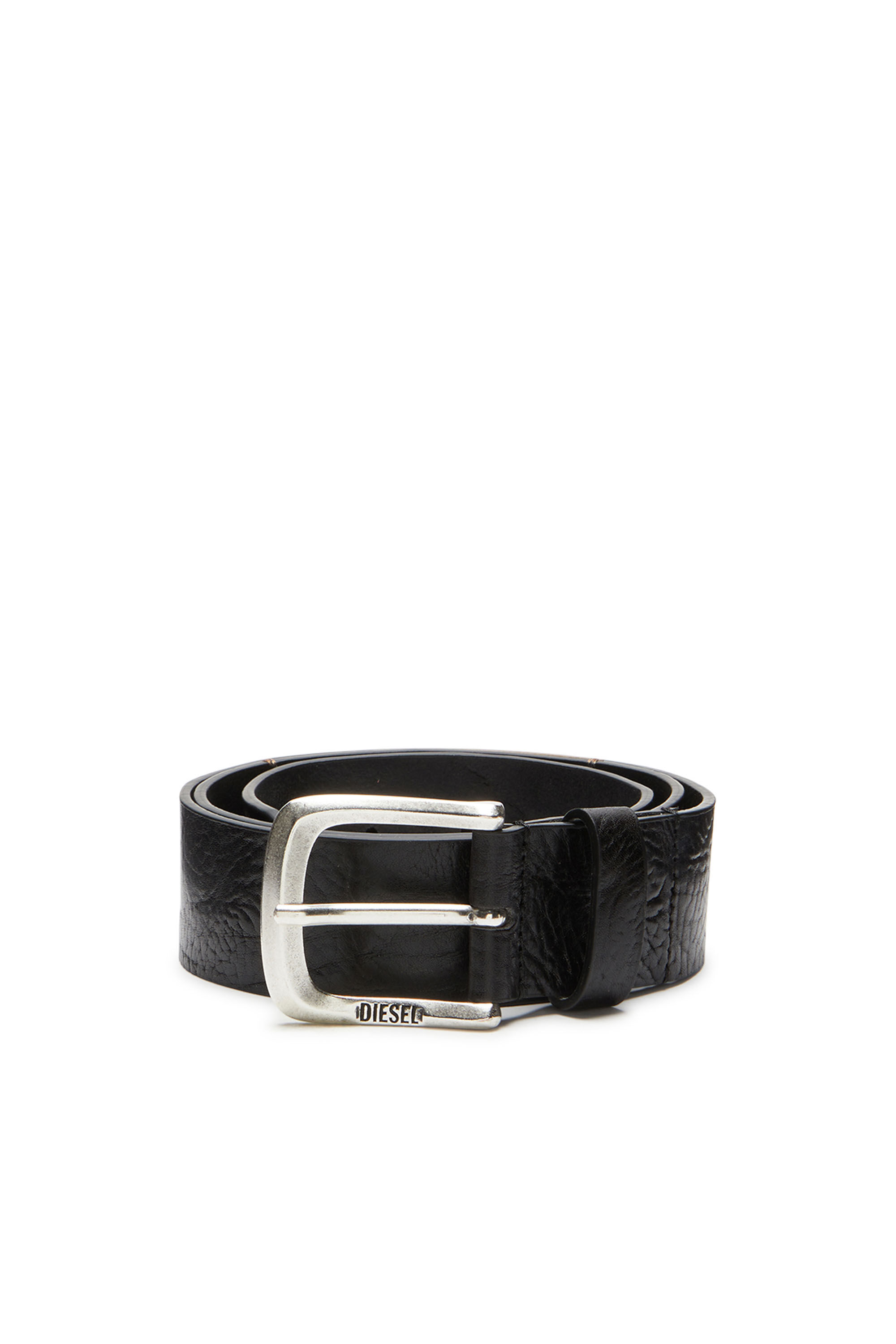 Diesel - B-JACKRON, Ceinture en cuir texturé avec empiècement jacron Homme in Noir - 1