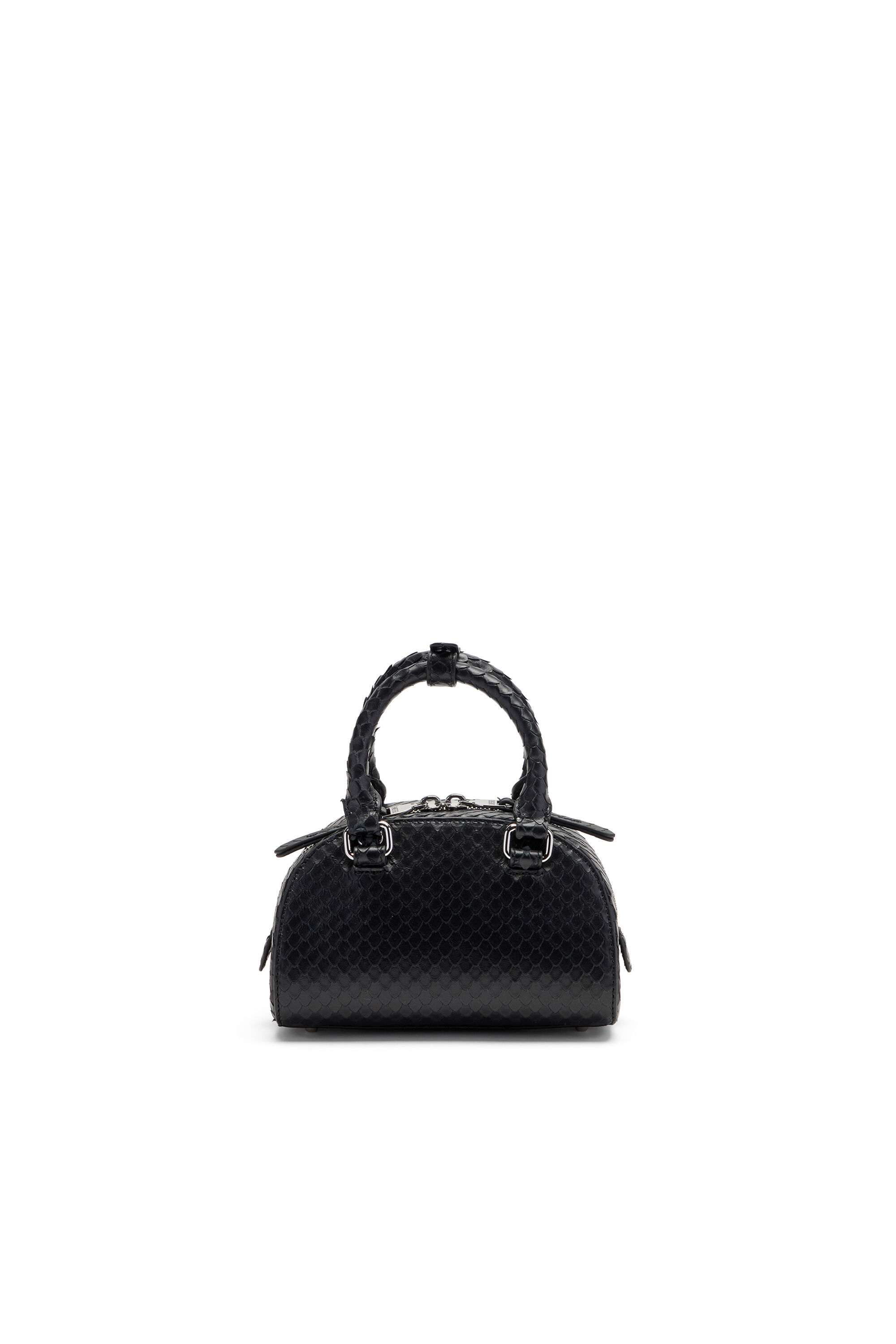 Diesel - 1DR DOME CROSSBODY, Female's 1DR Dome-Mini bowling bag in snake-effect leather in Black - 2
