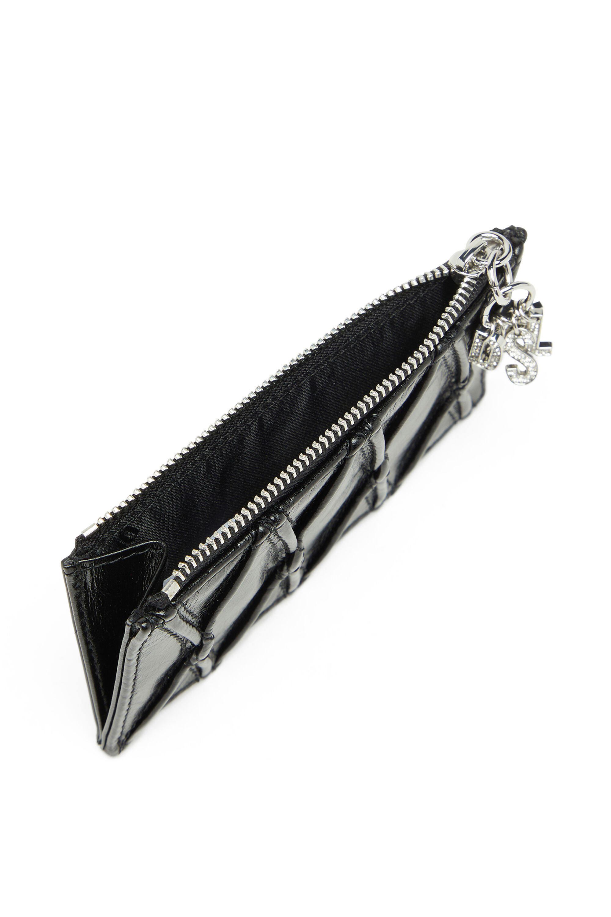 Women's Card holder in quilted naplak leather | Black | Diesel