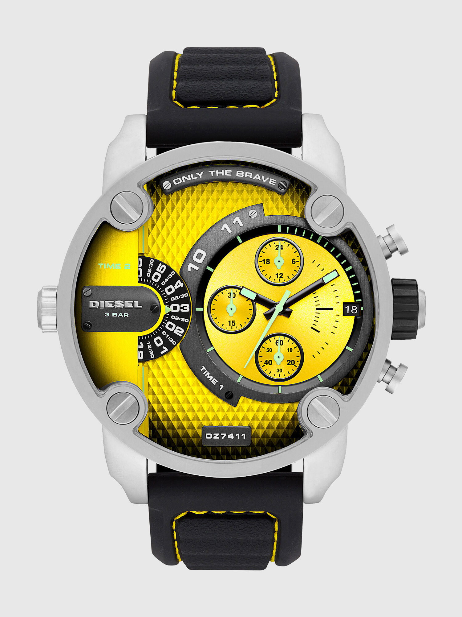 Diesel - DZ7411, Montre en silicone avec cadran jaune, 52 mm Homme in Noir - 1