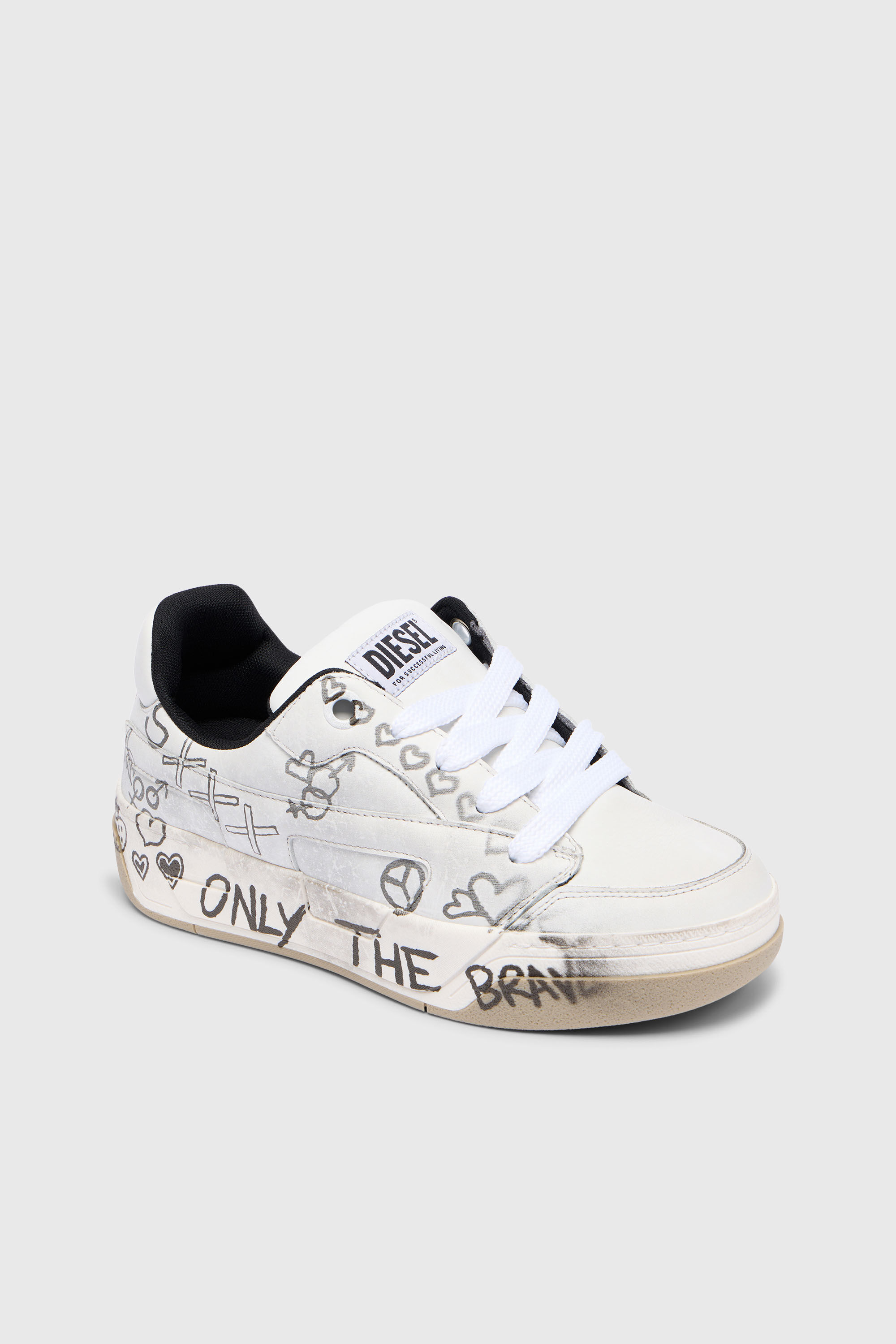 Diesel - S-D-OLLIE LOW, D-Ollie-Zapatillas de cuero con estampado de graffiti Hombre in Blanco - 4