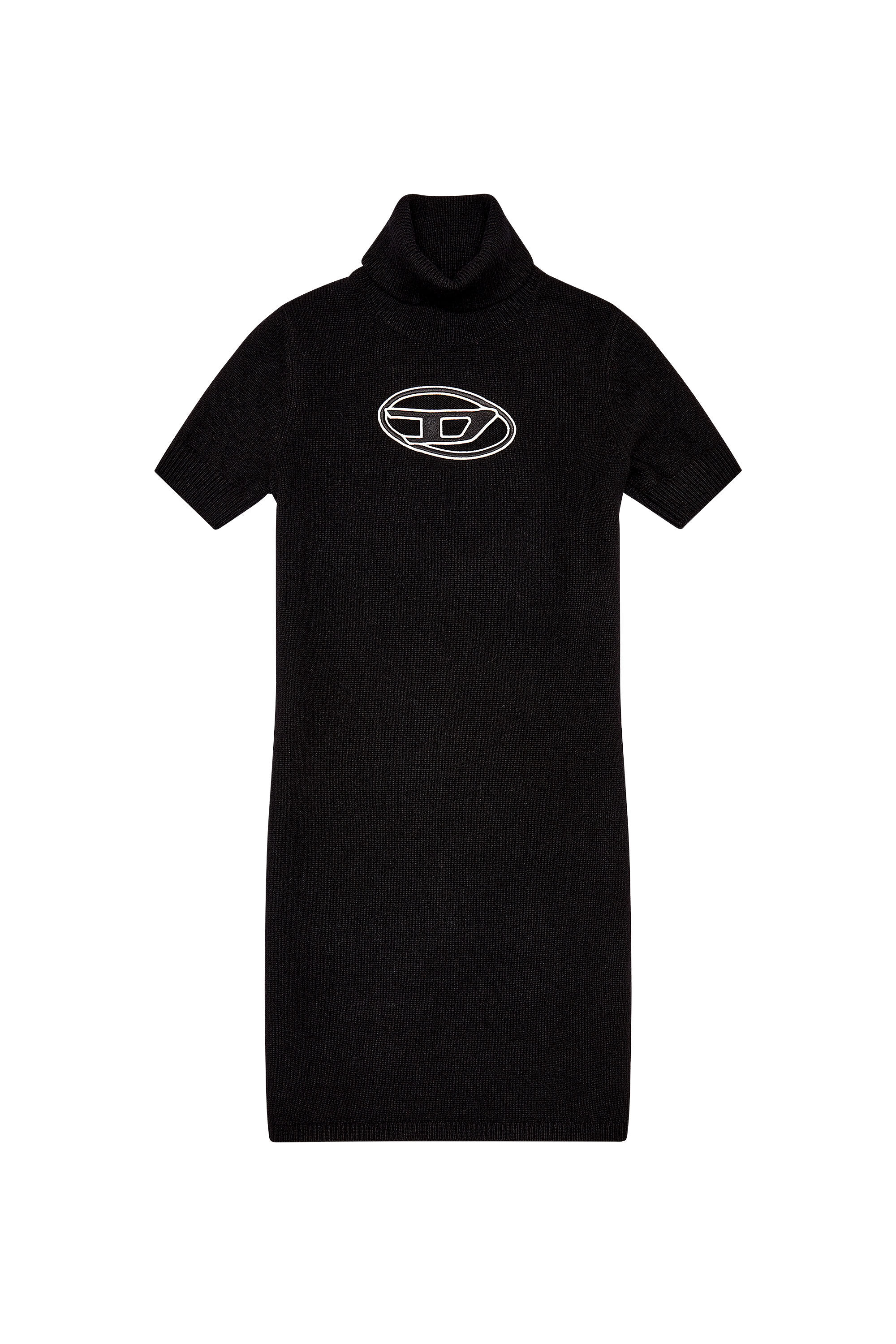 Diesel - M-ARGARET-DRS, Robe à col roulé avec plaque Oval D Femme in Noir - 2
