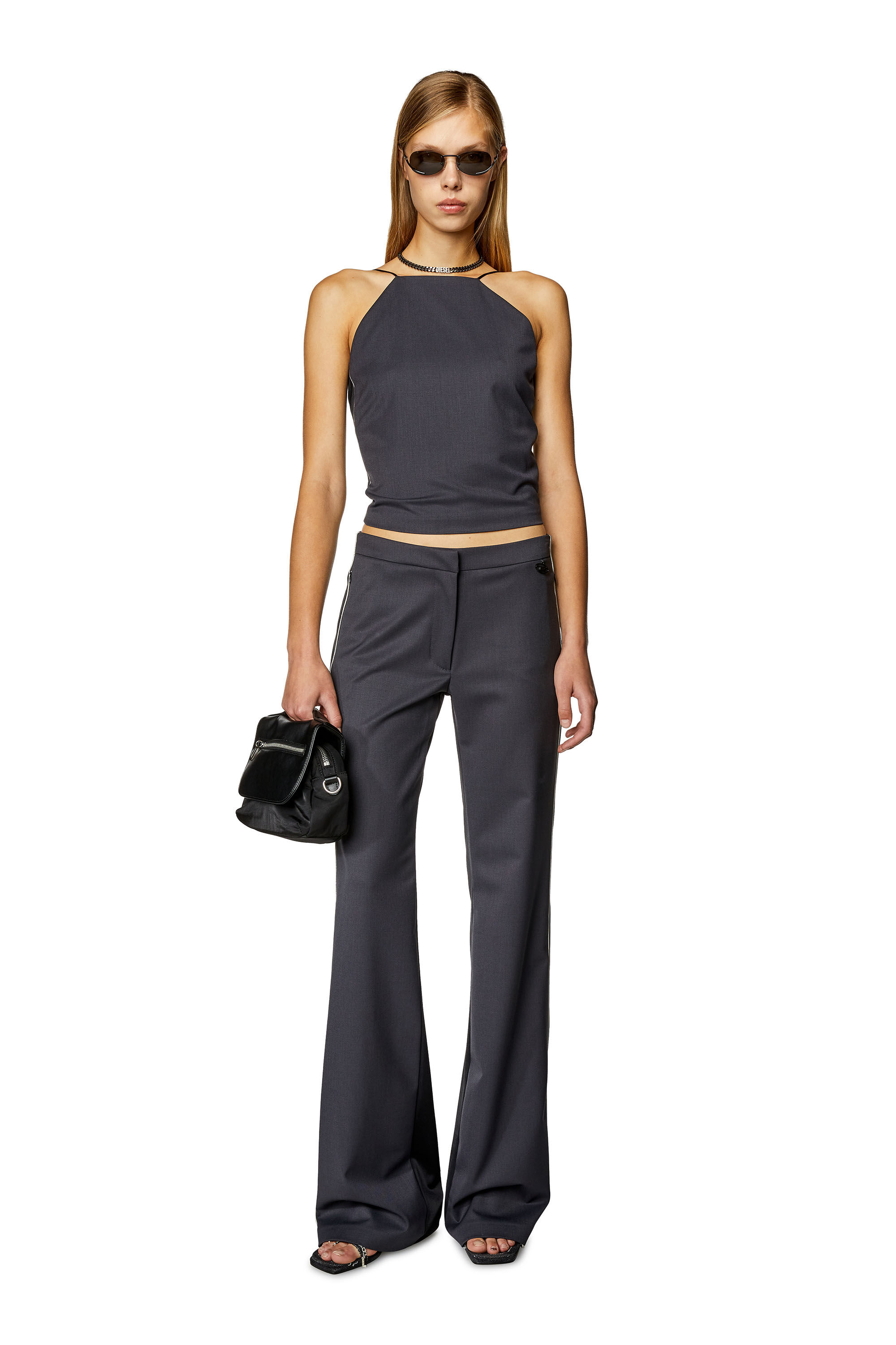 Diesel - T-BETY, Female's Cami top in wool blend and double knit in Black/Grey - 1