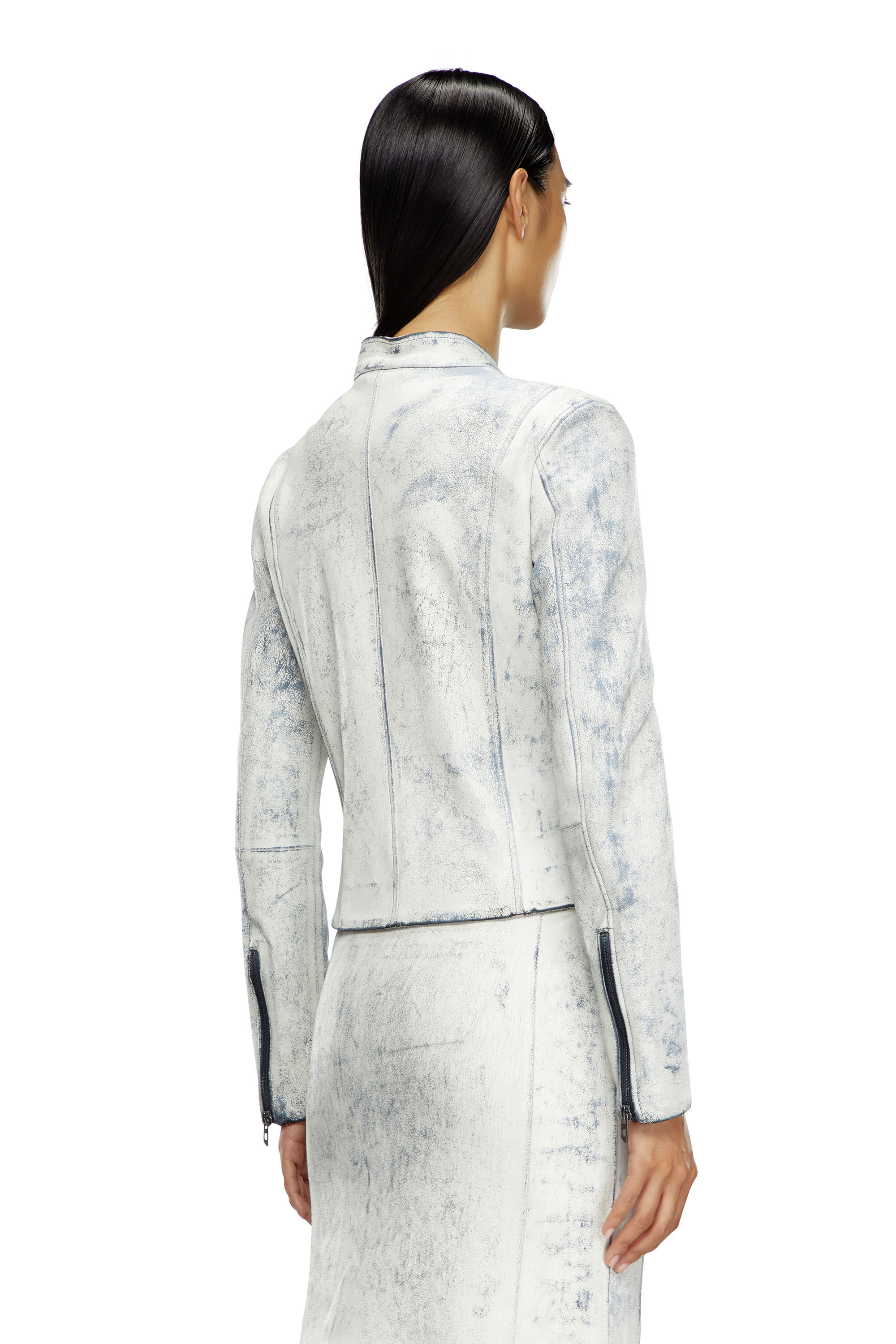 Diesel - L-YRIC, Veste en cuir effet plâtre Femme in Blanc - 5