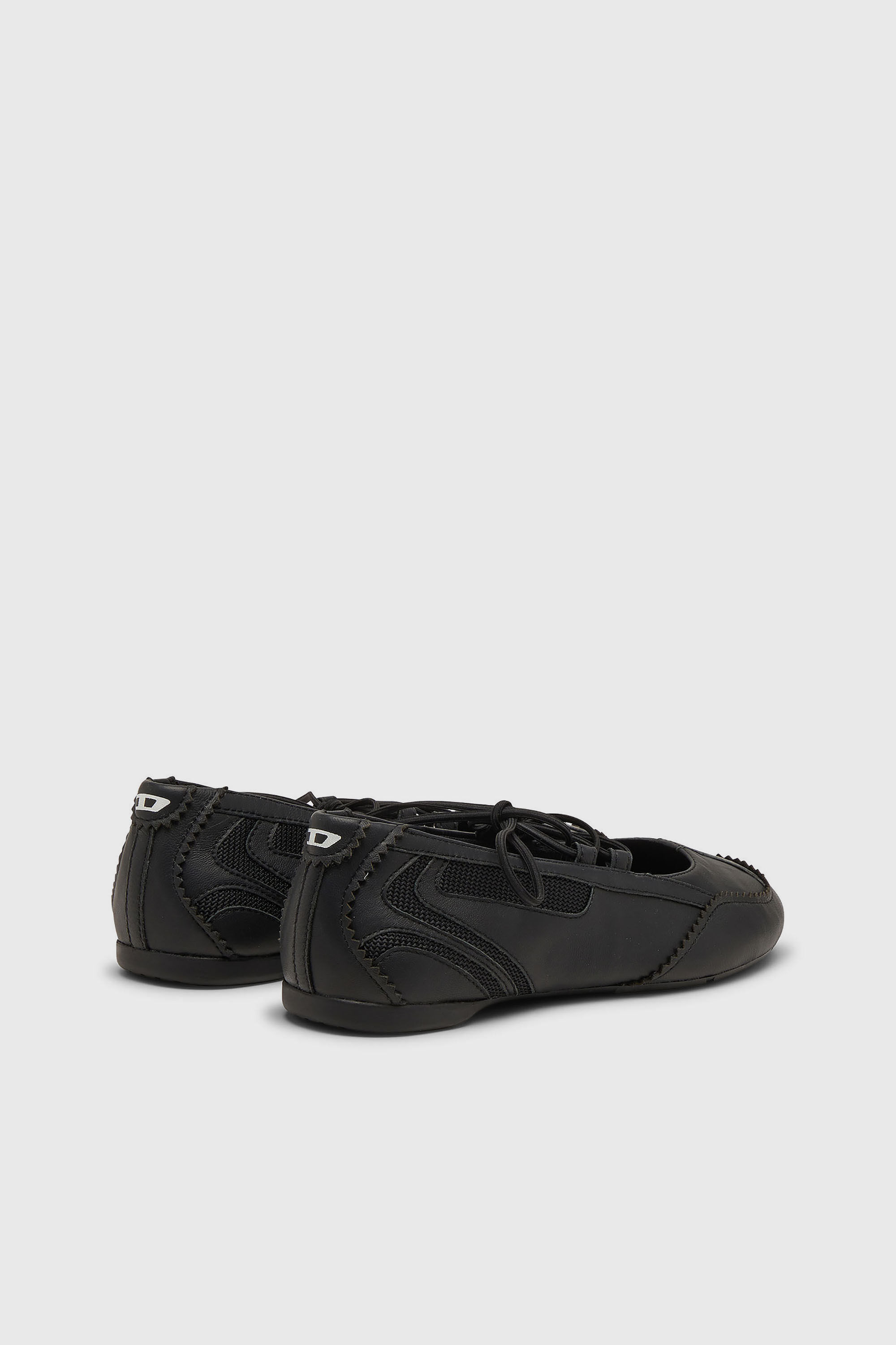 Women's D-Mile - Lace-up ballerina flats in leather and mesh