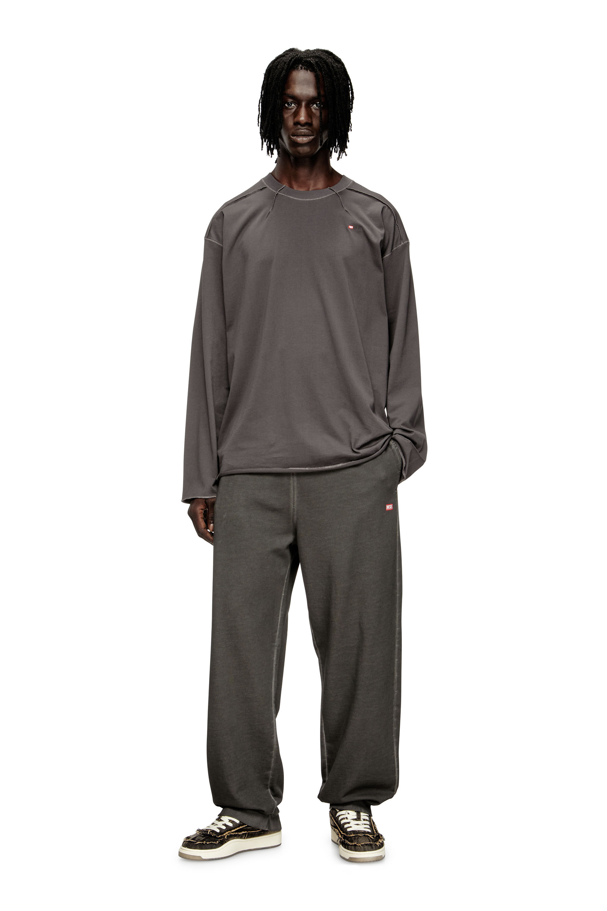 メンズウェア L/S THICK COLLAR CREW NECK SHIRT L.GREY l_20252-w52543z8-jpt-98-79-96-