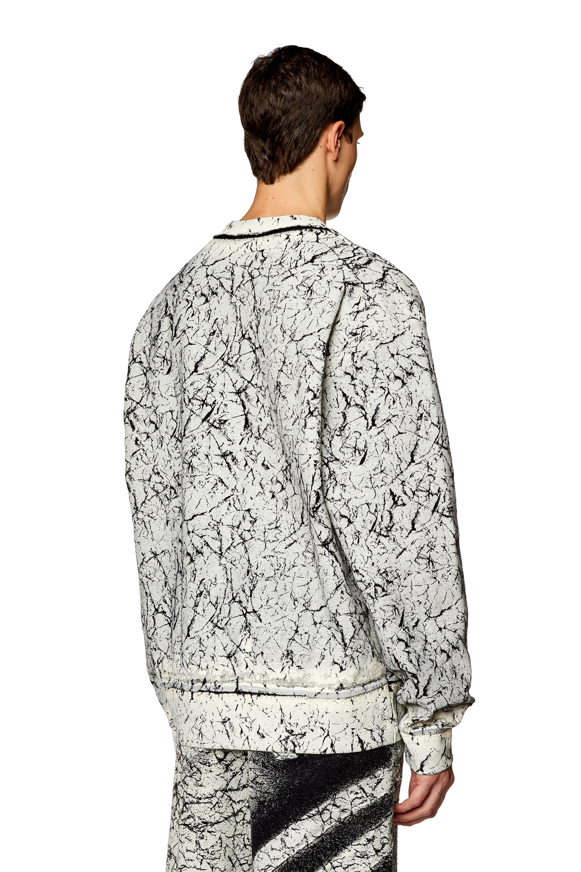 Diesel - S-MACOVAL, Male's Sweatshirt with cracked coating in Black/Grey - 4