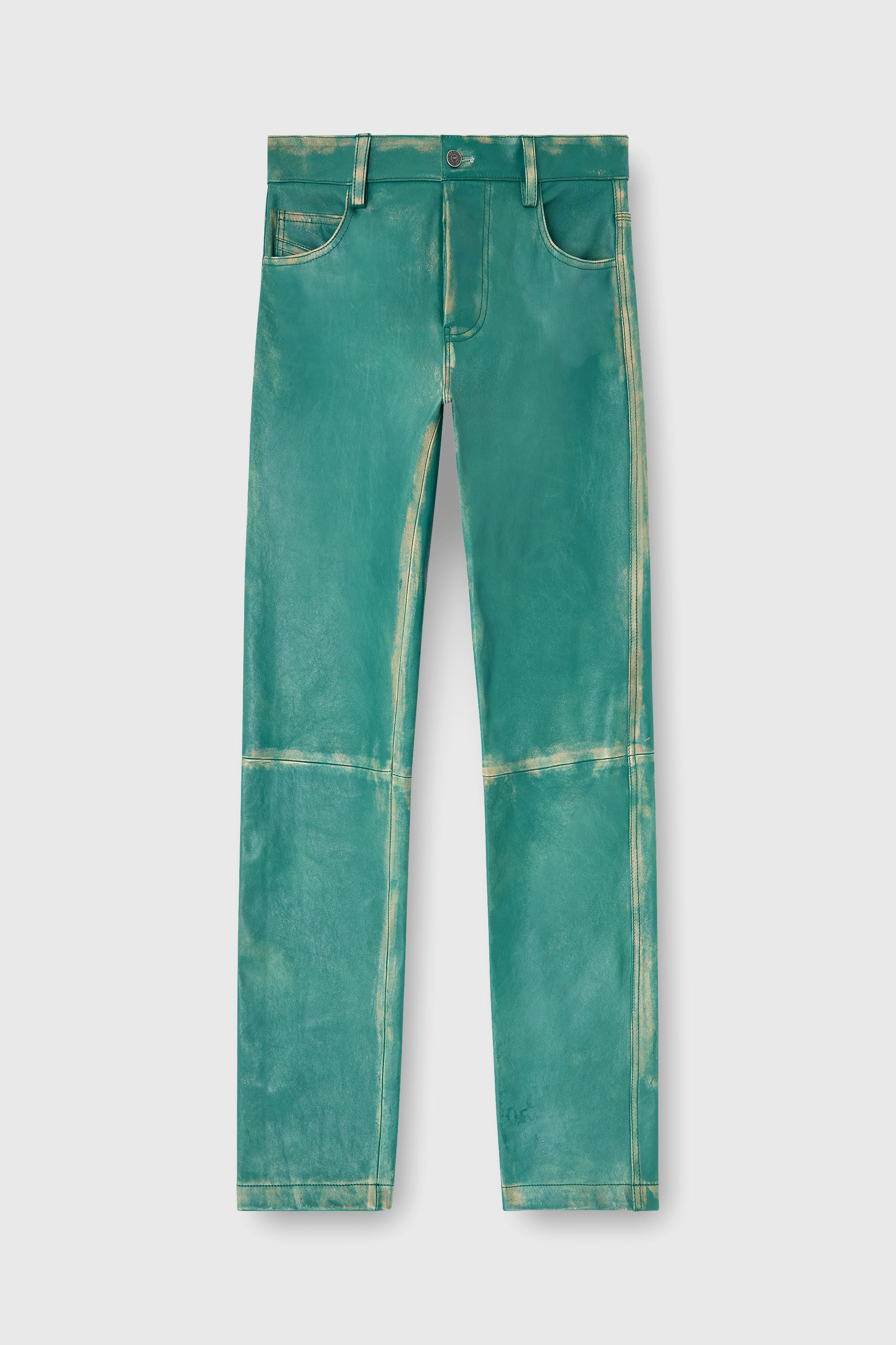 Men's Pants in treated leather | Green | Diesel US