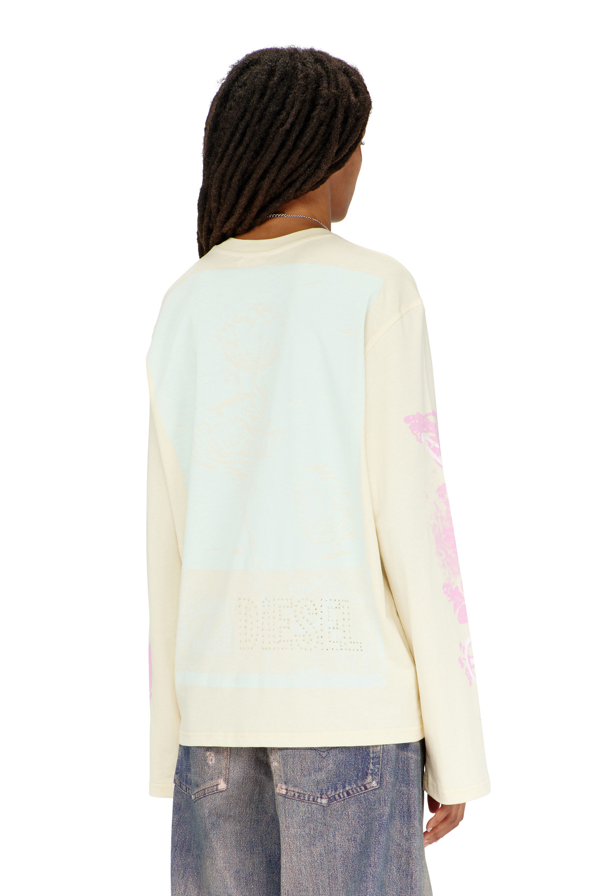 Women's Long-sleeve T-shirt with graphic prints and crystals