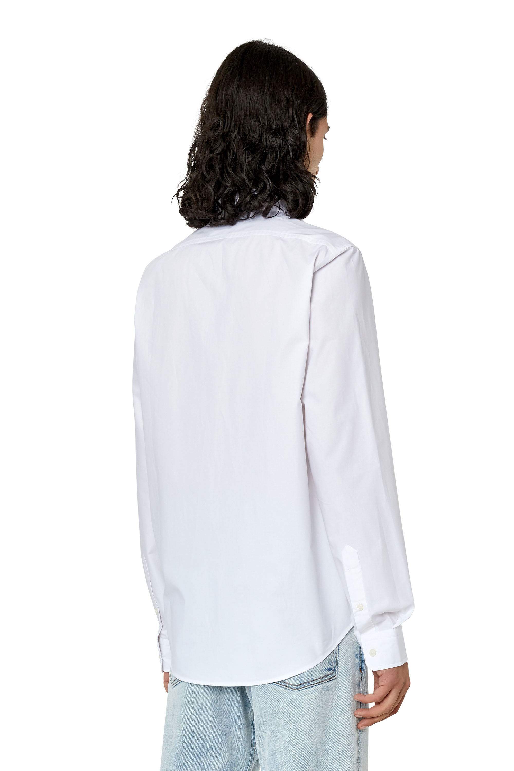Diesel - S-BEN-CL-A, Male's Cotton shirt with tonal logo embroidery in White - 5