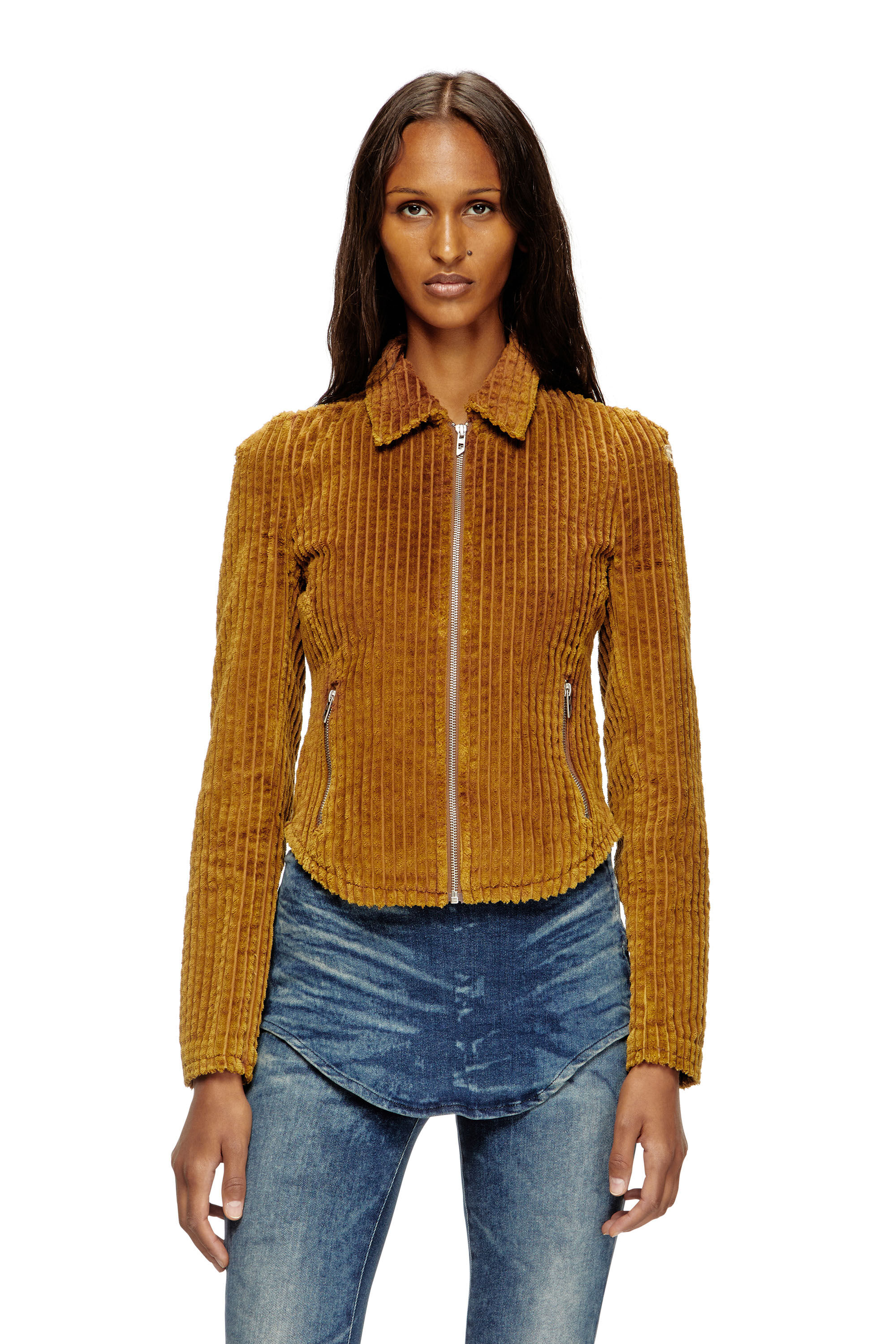 Diesel - G-ENEA, Veste-chemise en velours côtelé de coton Femme in Marron - 2