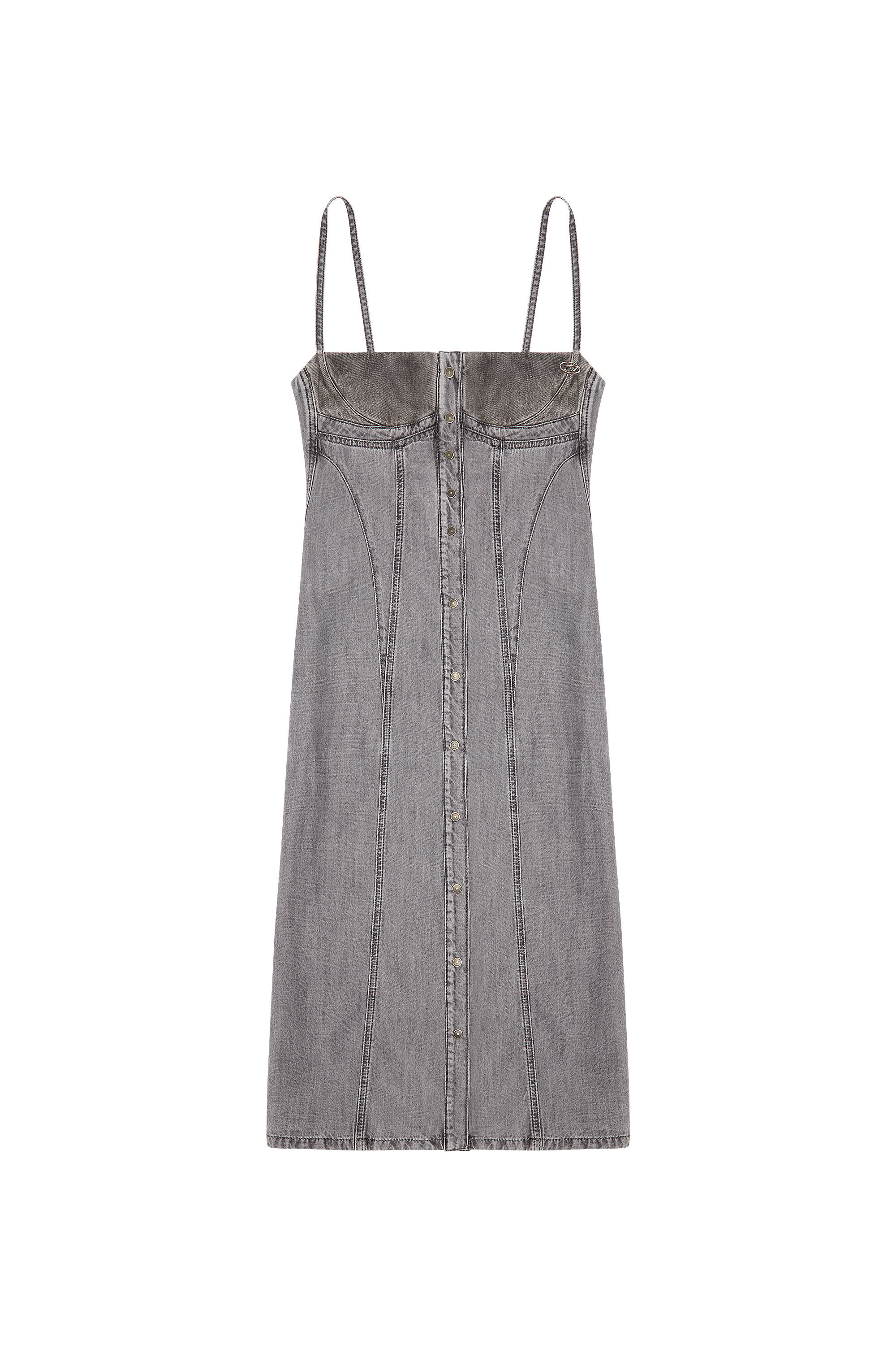 Diesel - DE-DRESSY, Vestido midi de tirantes en denim claro Mujer in Gris - 2