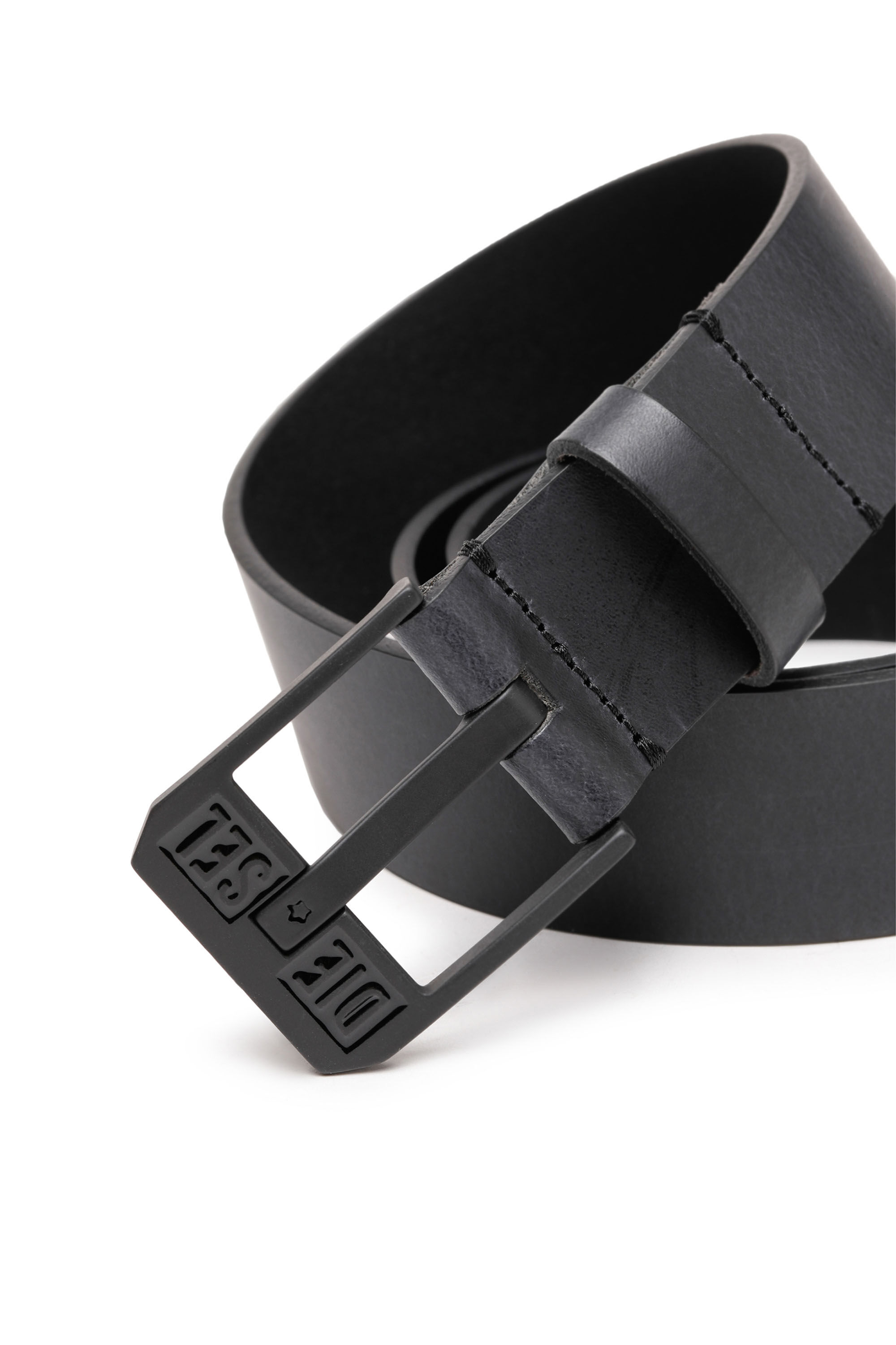 Diesel - BLUESTAR II, Man's Leather belt with star logo buckle in Dark grey - 2