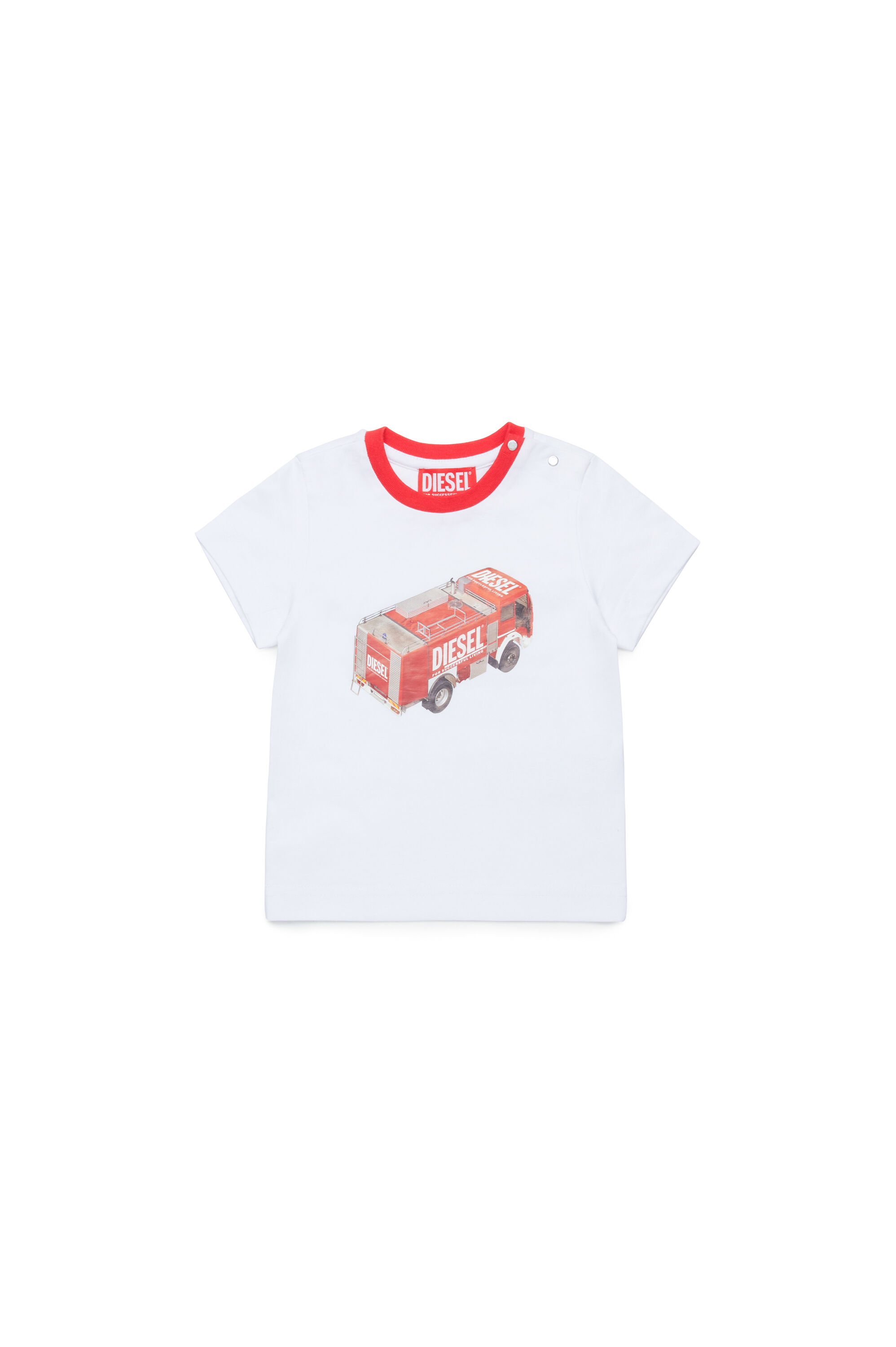 Diesel - MTAB, Male's T-shirt with fire truck print in White - 1