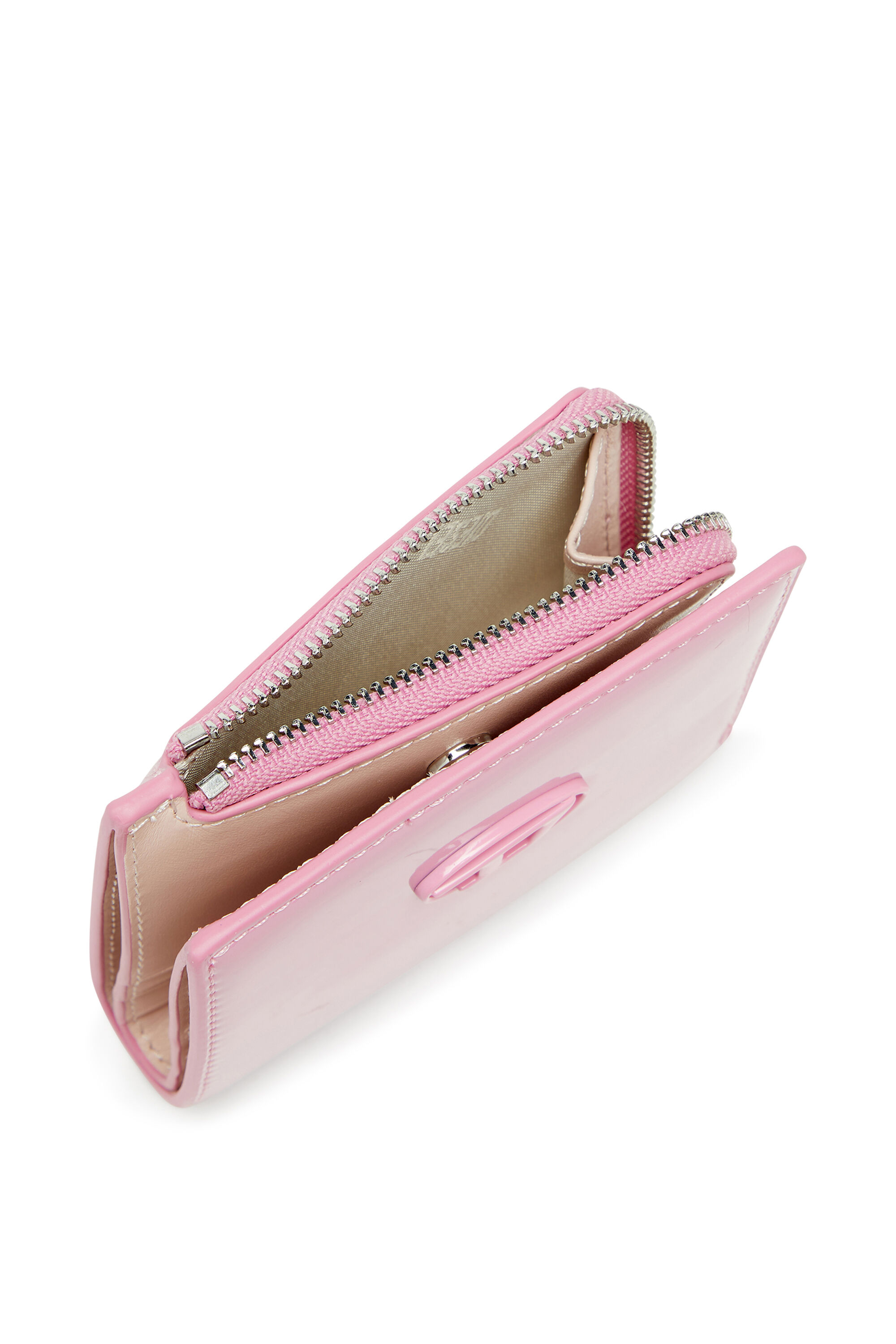 Women's Bi-fold wallet in glossy PU | Pink | Diesel