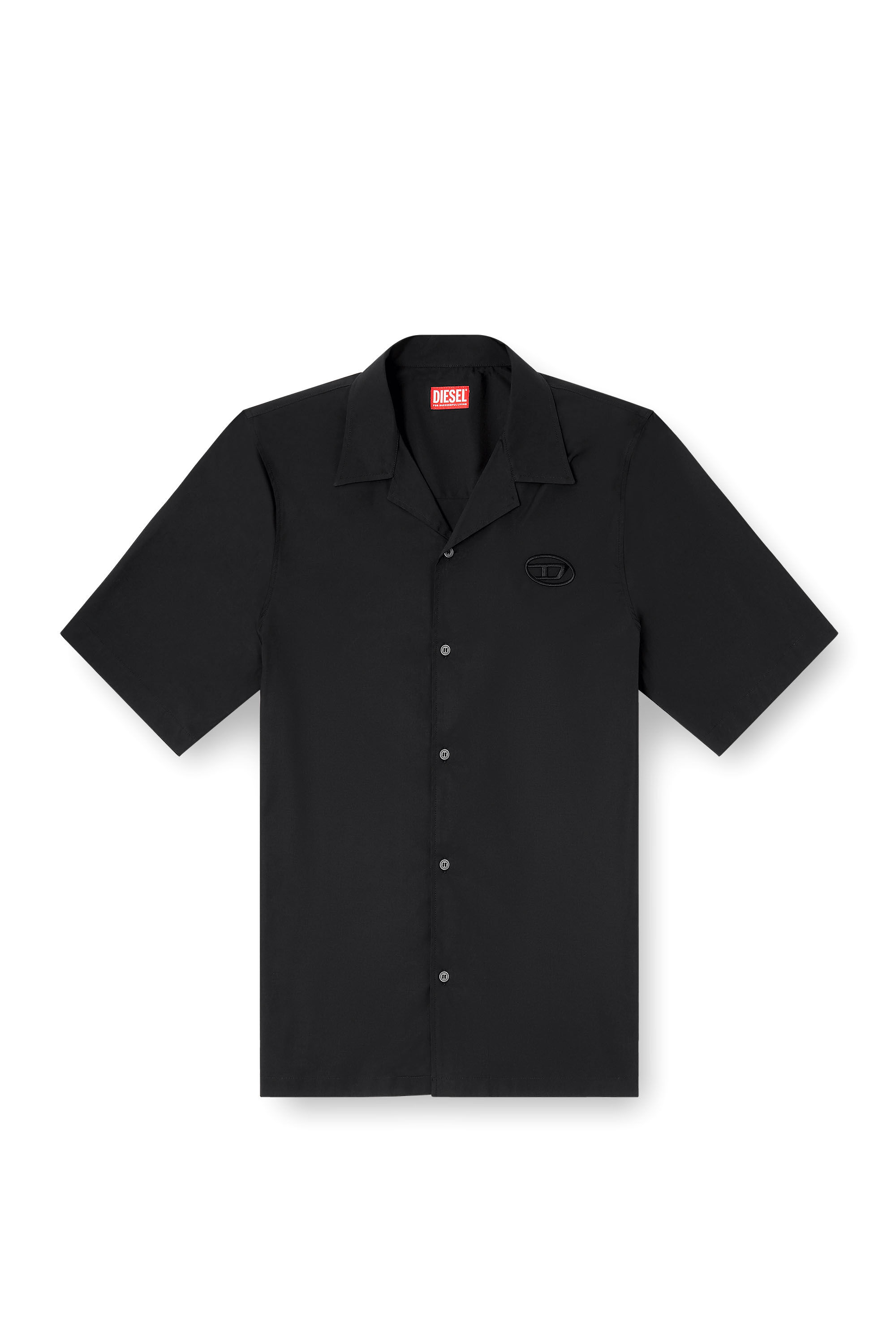 Diesel - S-MAC-GSBH, Camisa de popelina el&aacute;stica con bordado Oval D Hombre in Negro - 2