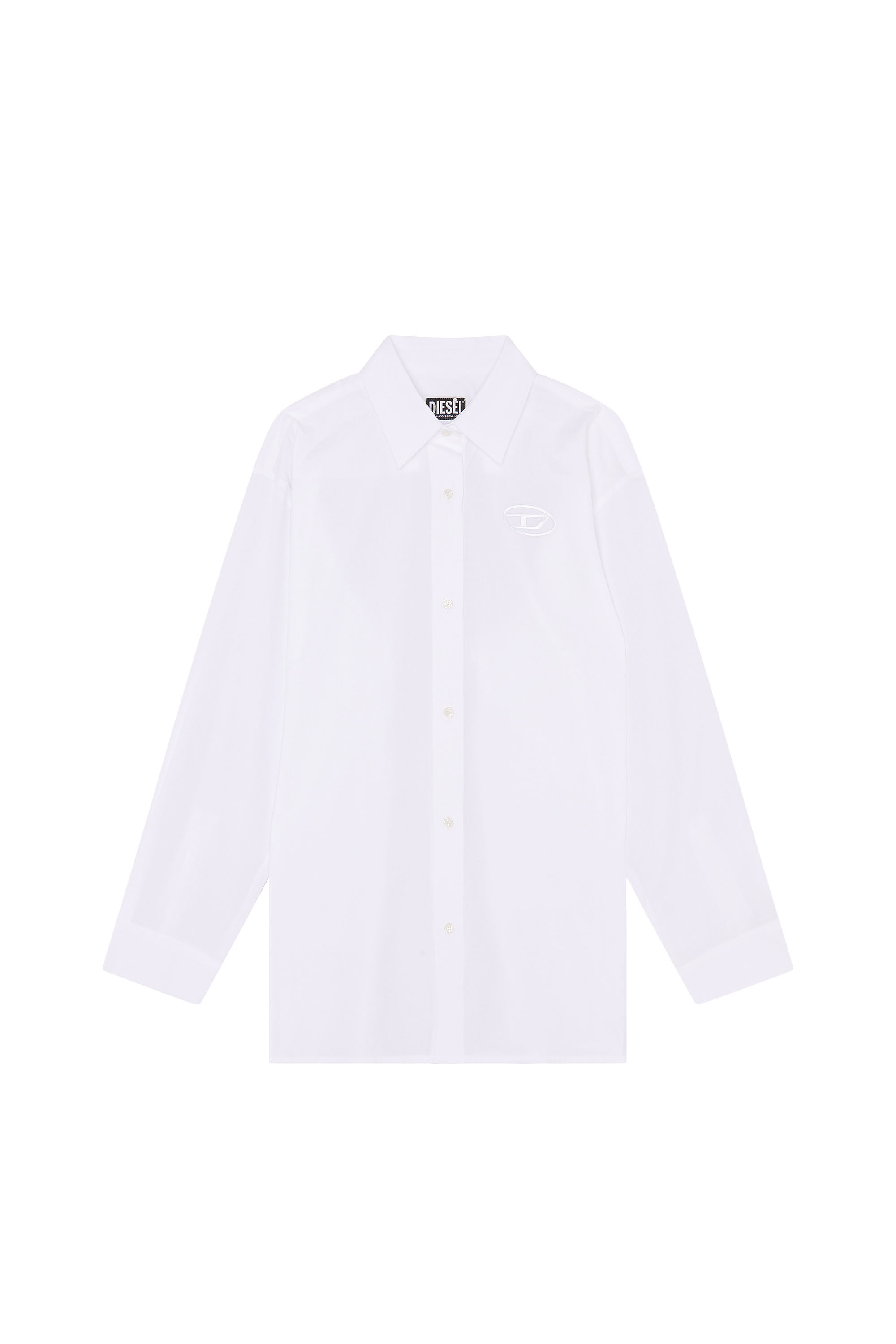 Diesel - C-BRUCE-B, Female's Loose shirt with 3D embroidery in White - 2