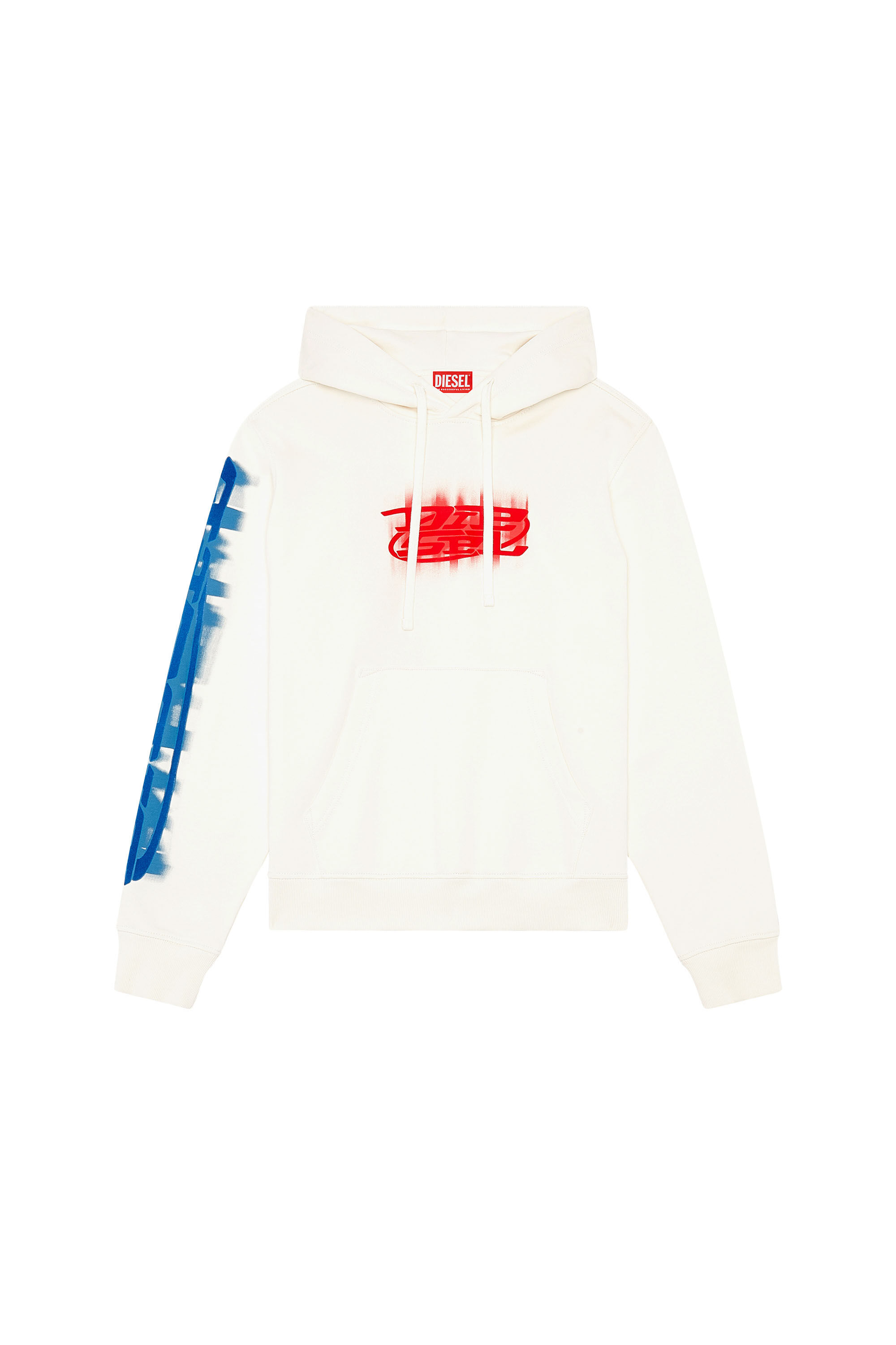 Diesel - S-GINN-HOOD-N, Sweat-shirt à capuche avec imprimés Diesel effet flou Homme in Blanc - 2