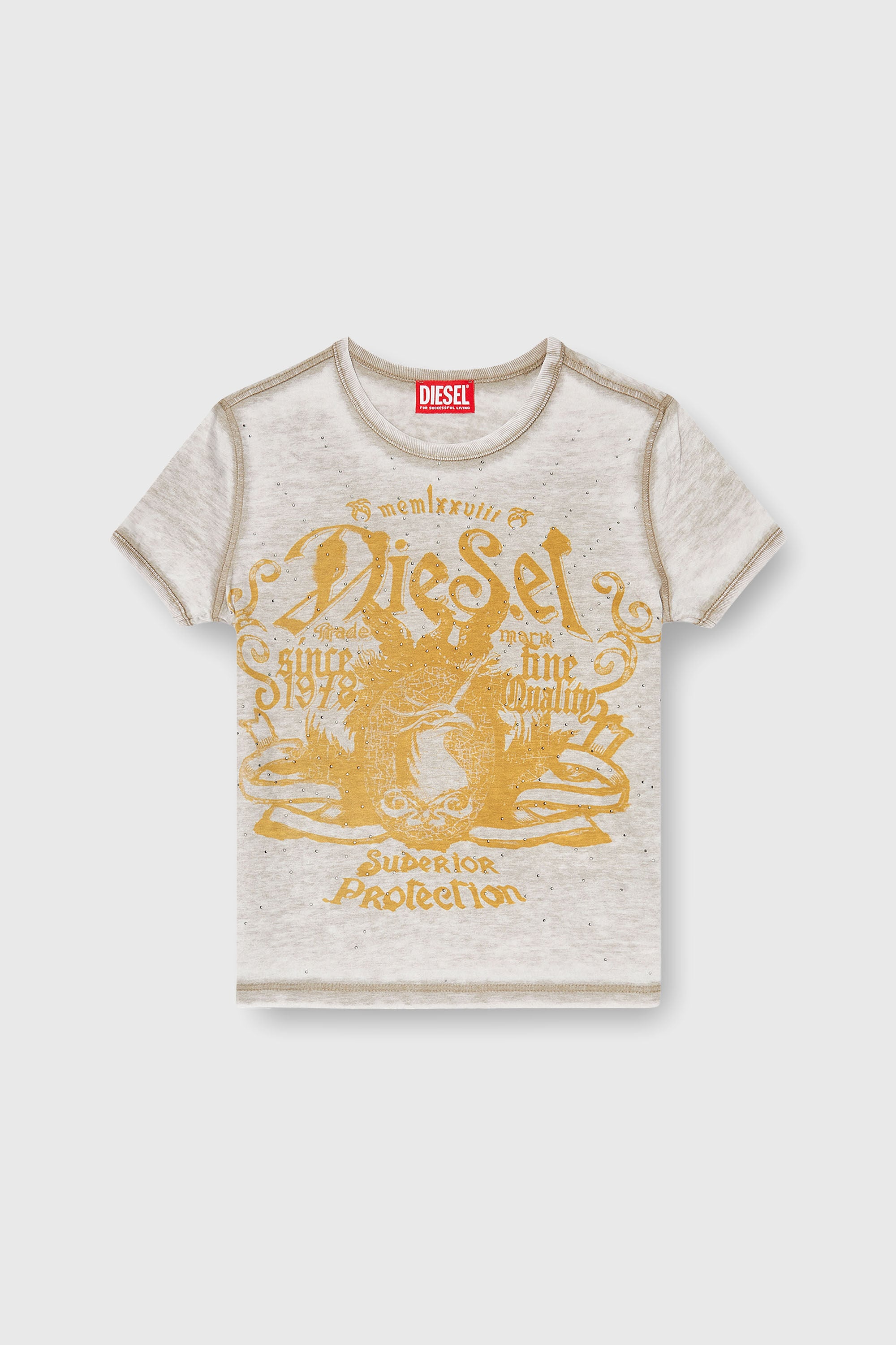 Diesel - T-UNCUTIES-LONG-AA3, Camiseta slim de punto con estampado y tachuelas Mujer in Multicolor - 2