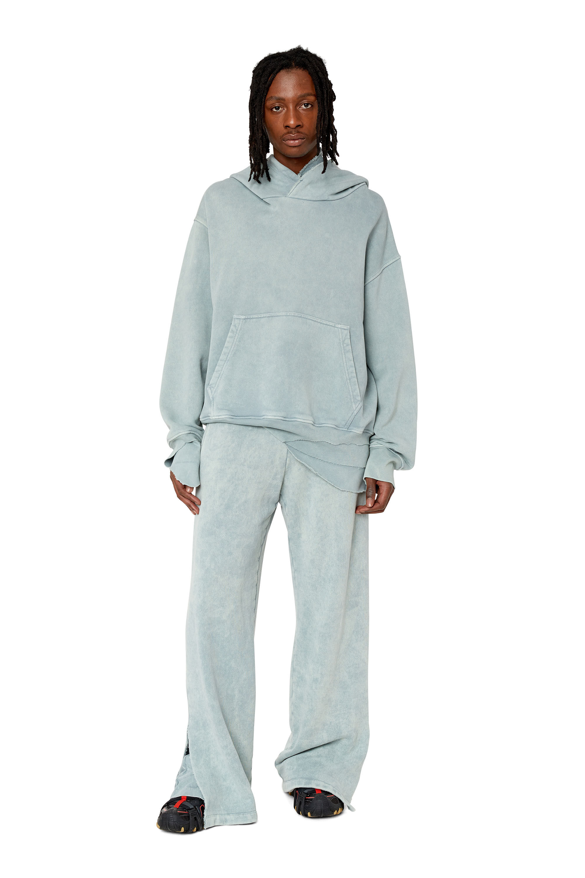 Diesel - P-TOPPAL, Male's Flared double-layer sweatpants in Light Grey - 1