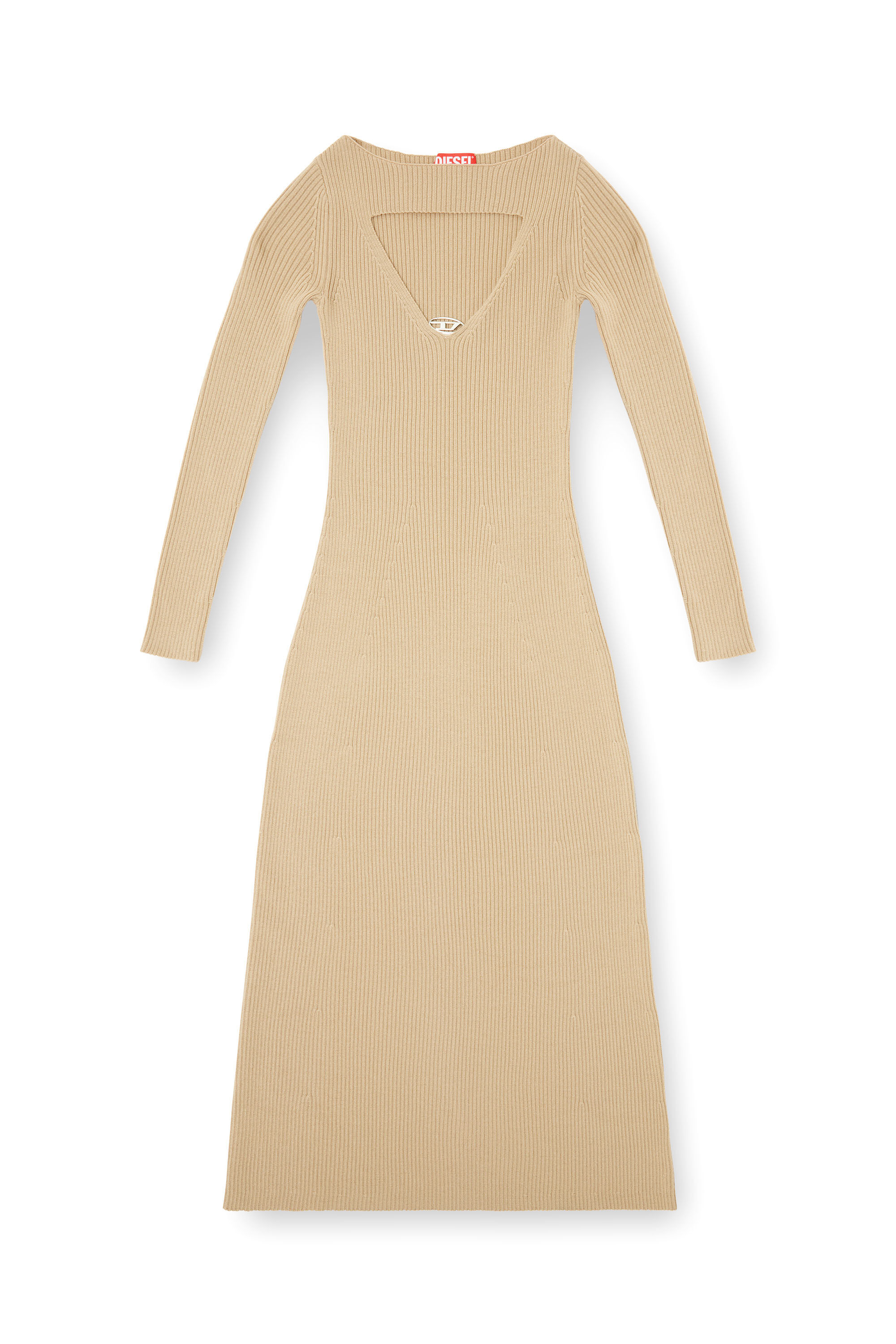 Women's Midi wool dress with inlay | Beige | Diesel