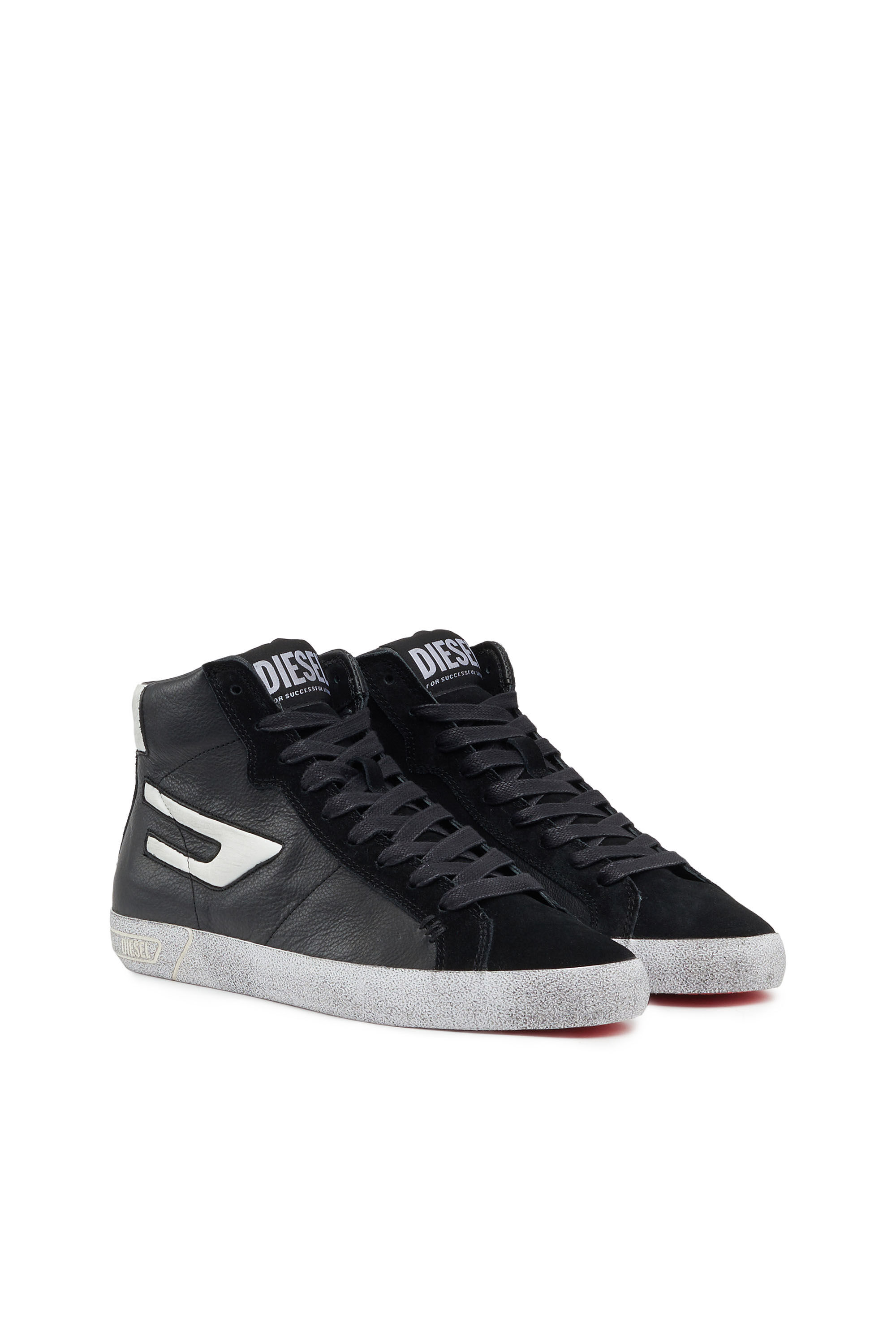 Women's High-top leather sneakers with D logo | Diesel