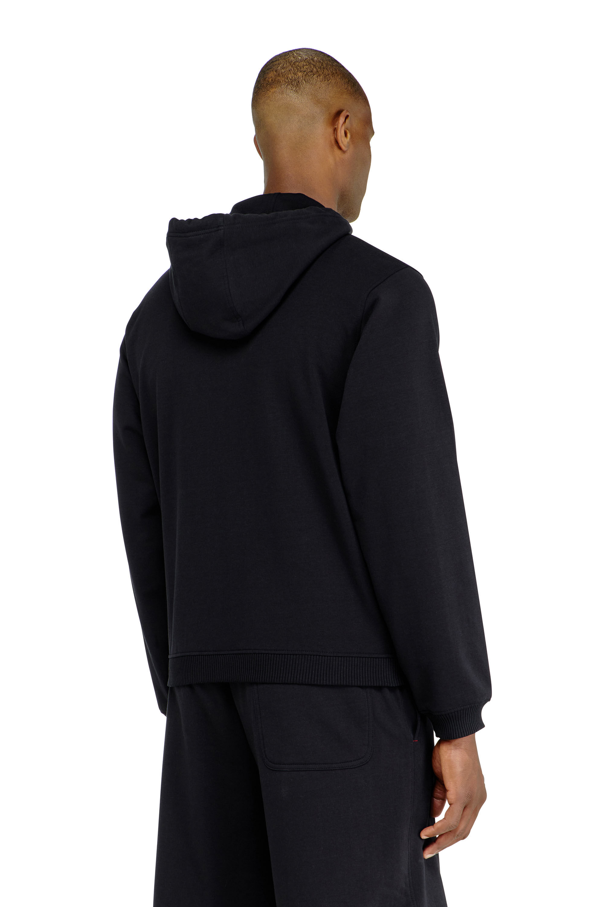 Men's Hoodie in peached cotton blend | Black | Diesel
