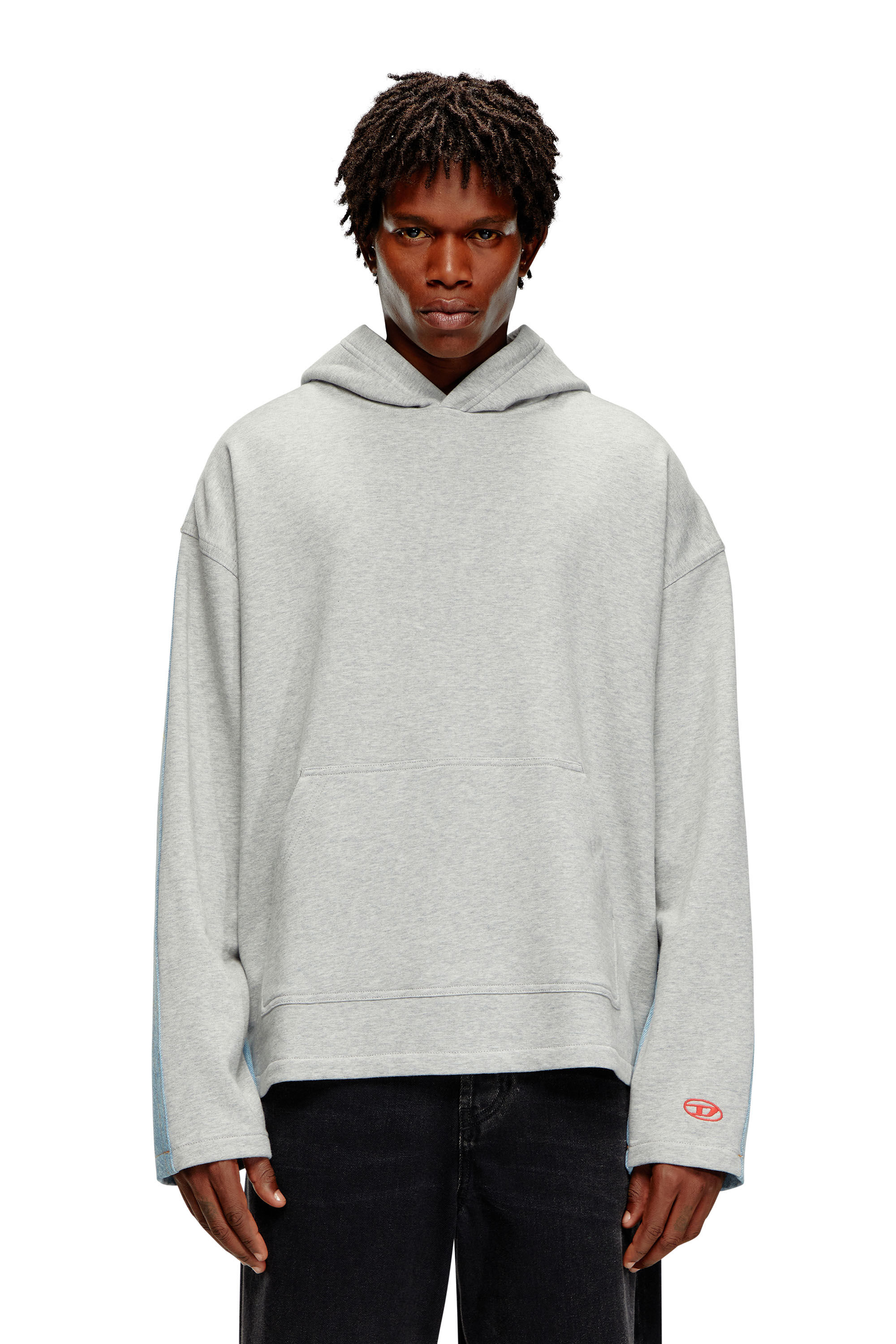 Diesel - S-SOL-HOOD-DEN, Sweat-shirt à capuche en coton et denim mélangés Homme in Polychrome - 2