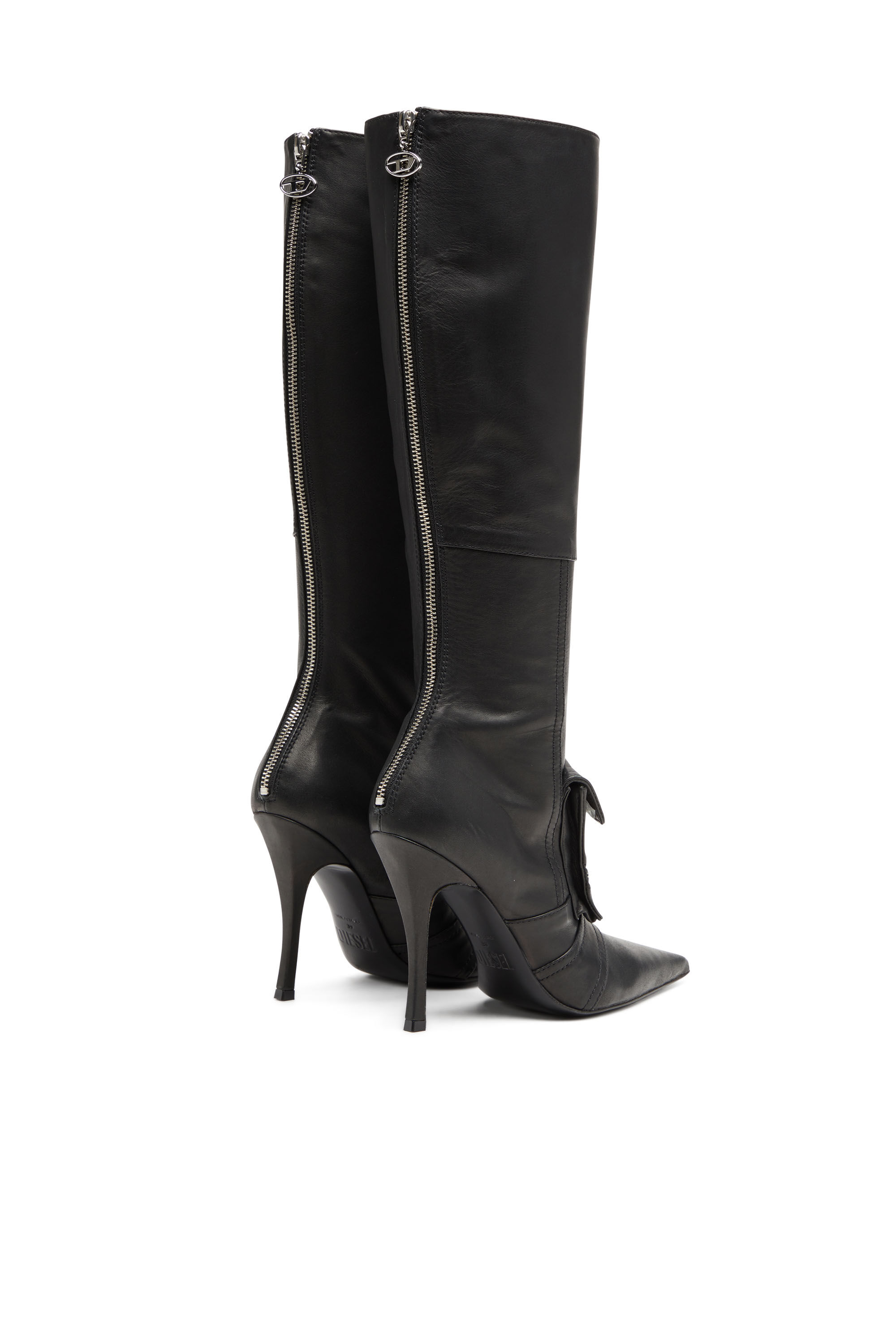 Diesel - D-VENUS POCKET HBT, D-Venus Pocket Hbt Boots - Bottes hauteur genou avec poches utility Femme in Noir - 3
