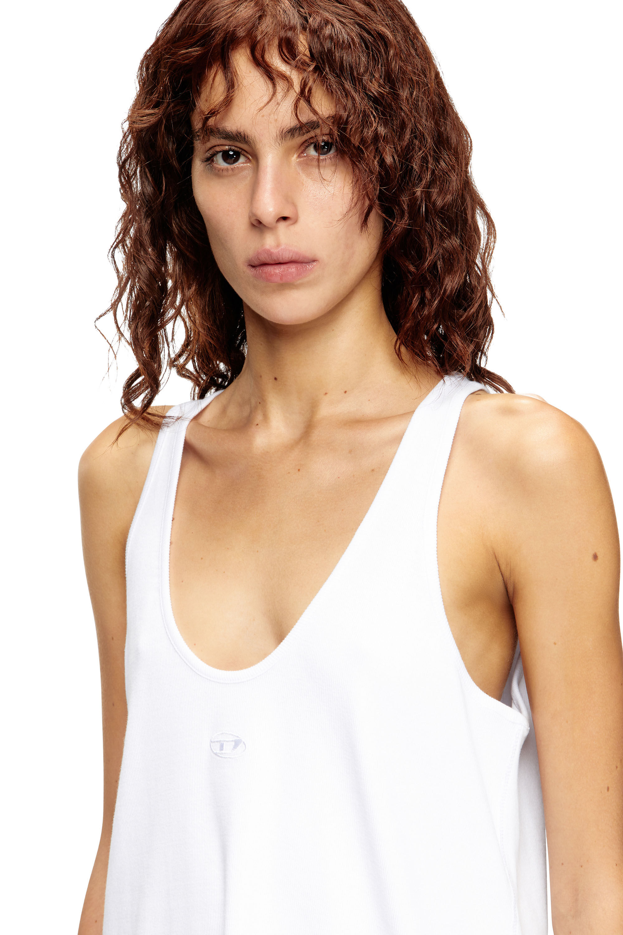 Diesel - T-IPSYA-LKDS, Débardeur côtelé avec Oval D Femme in Blanc - 4