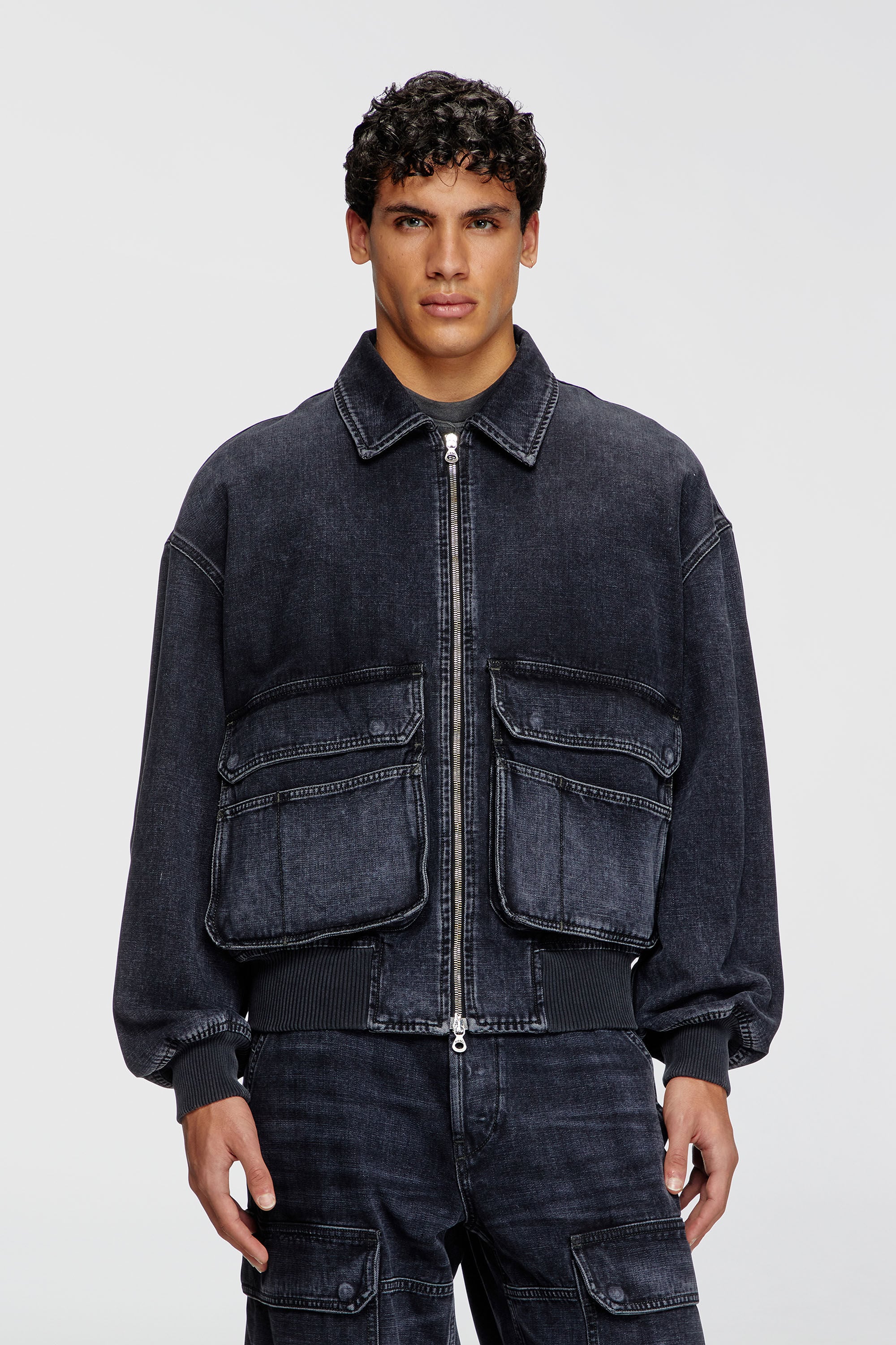 Women's Jacket in batavia-weave denim | Black | Diesel {{Country}}
