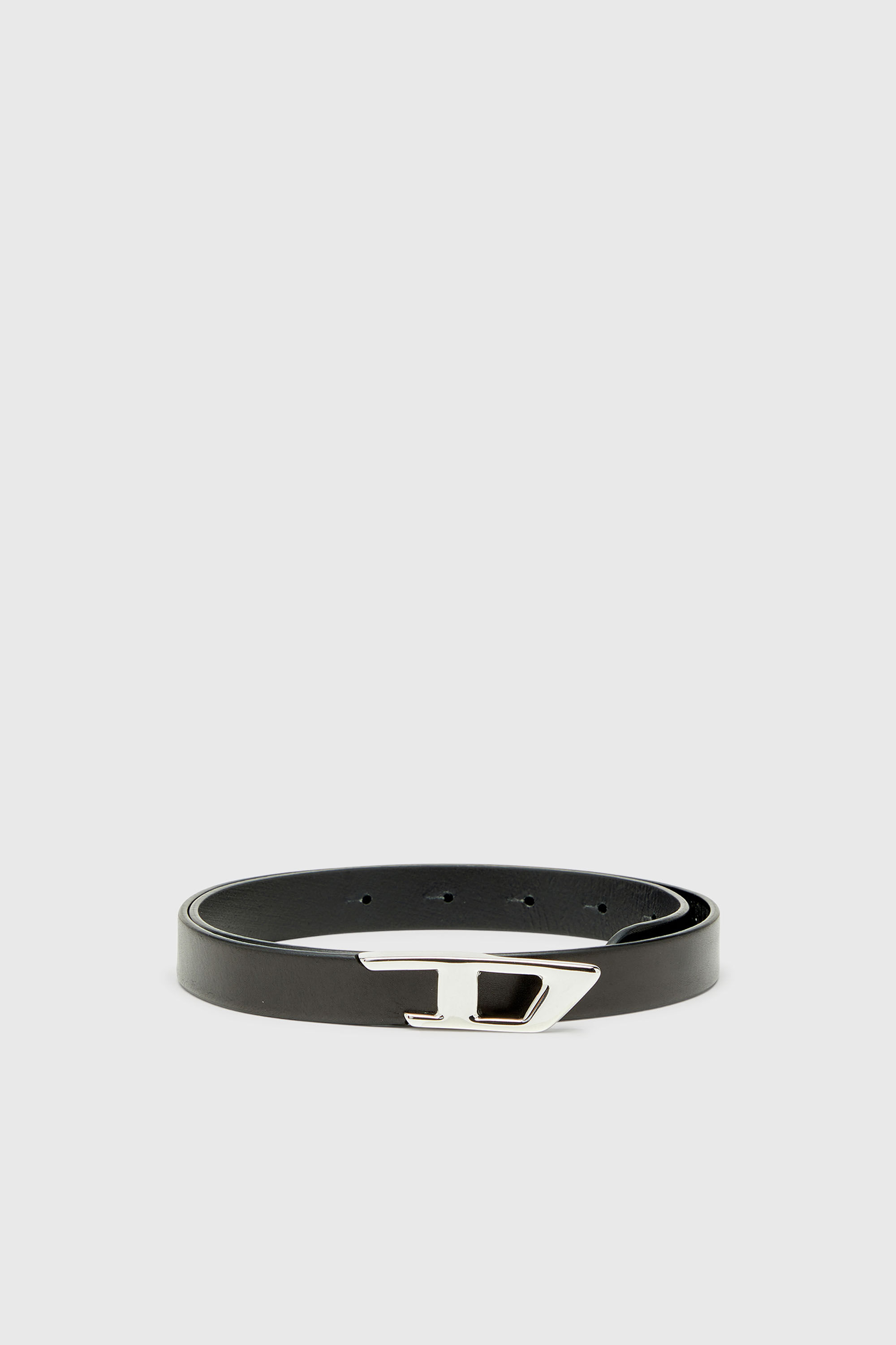 2 cm leather belt with 3D logo buckle by Diesel